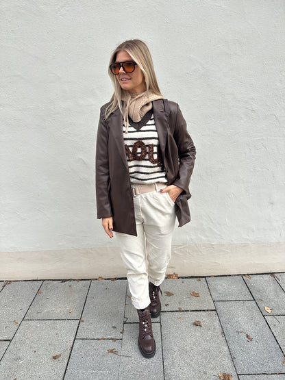 Blazer in Schokobraun Lederoptik