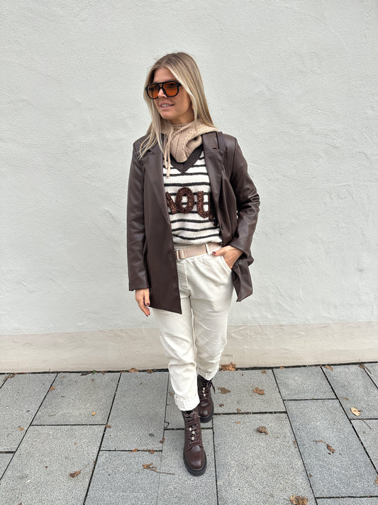 Blazer in Schokobraun Lederoptik