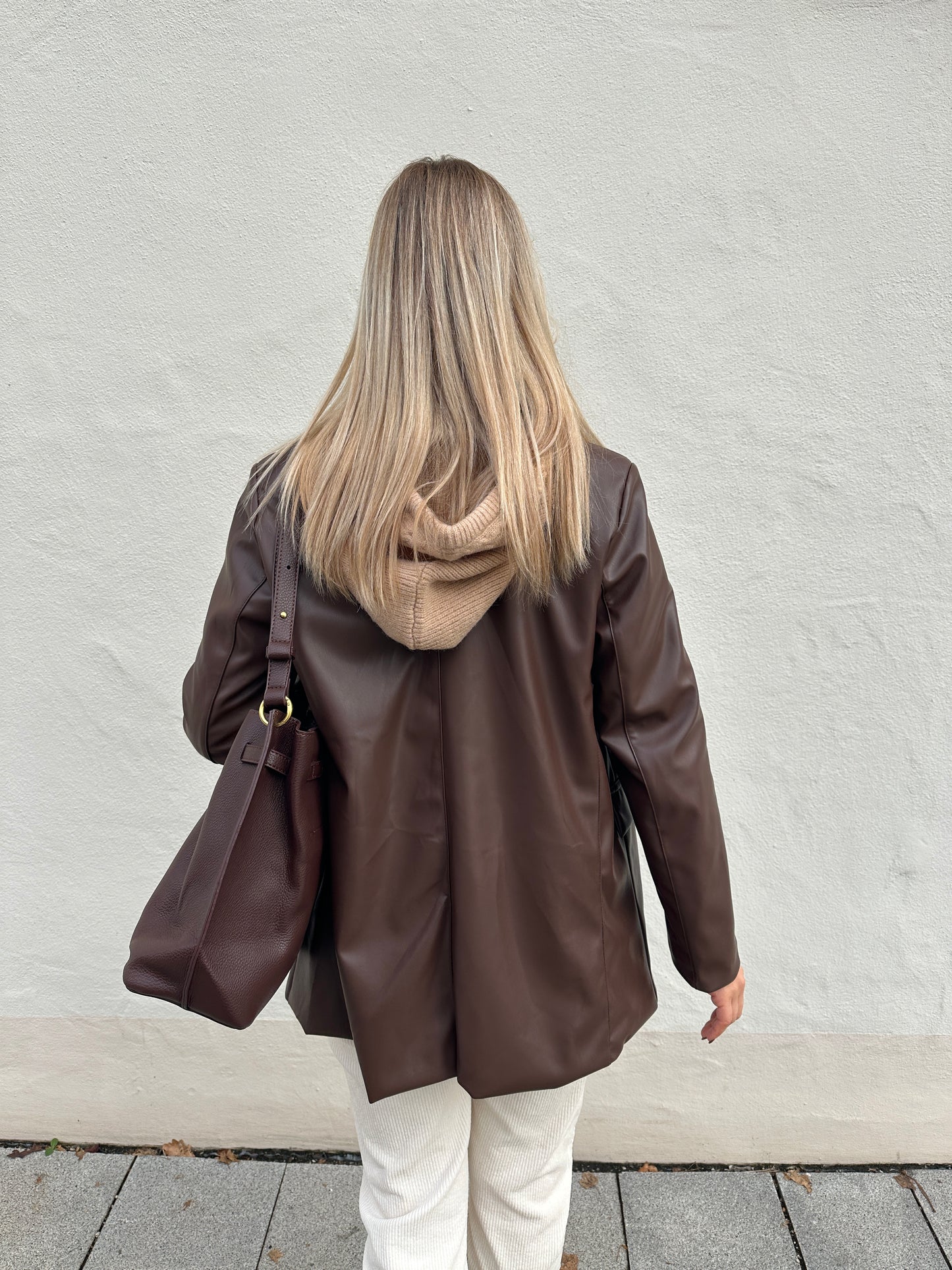 blazer in schokobraun lederoptik