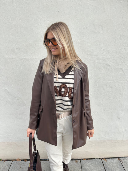 Blazer in Schokobraun Lederoptik