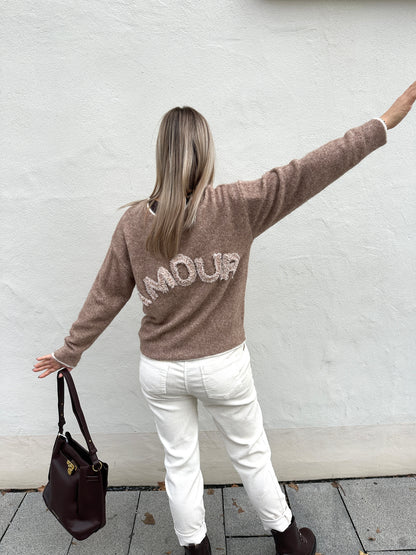 Pullover in Zimt mit Schleifen vorne