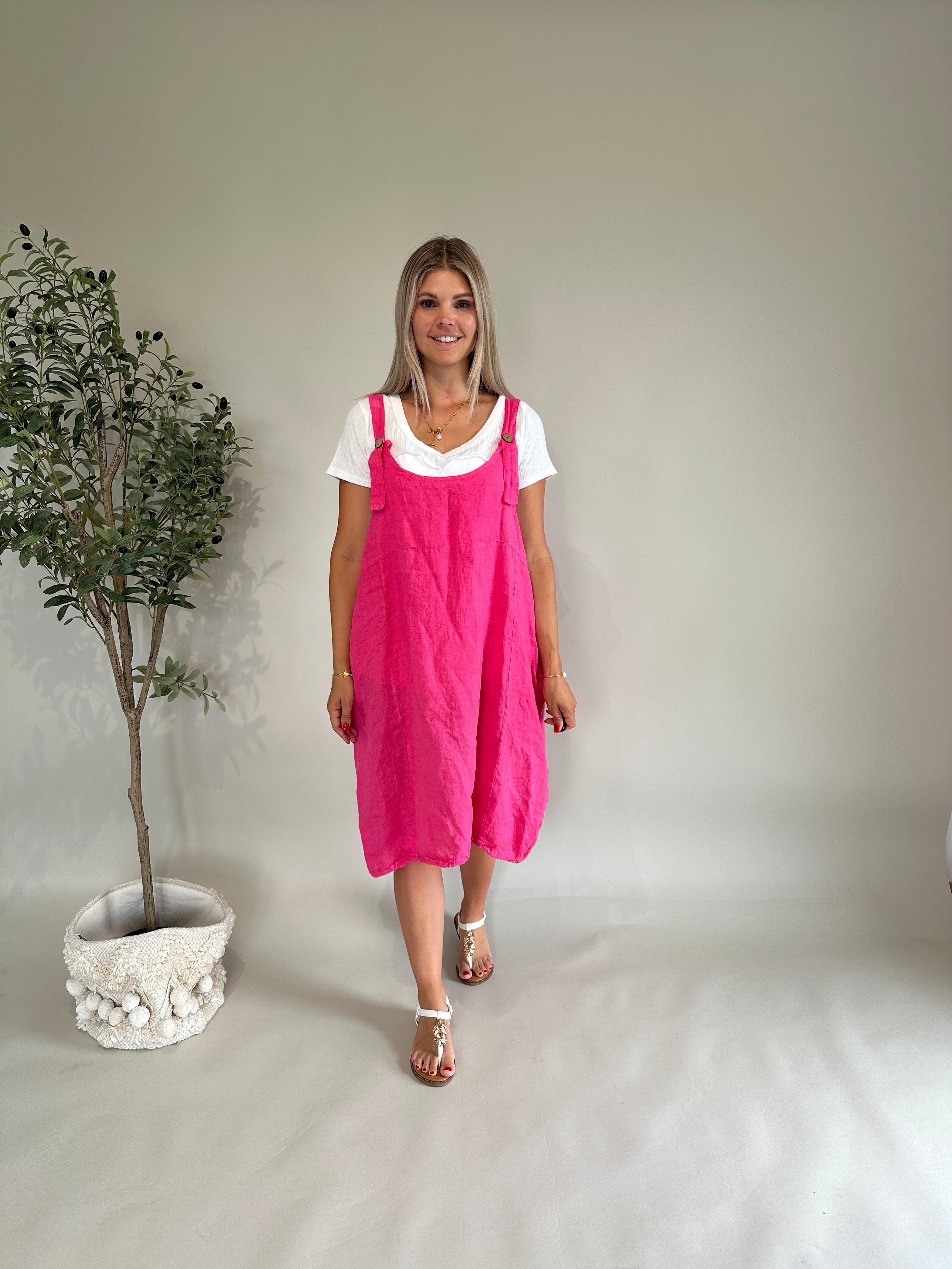 Leinenkleid in Pink