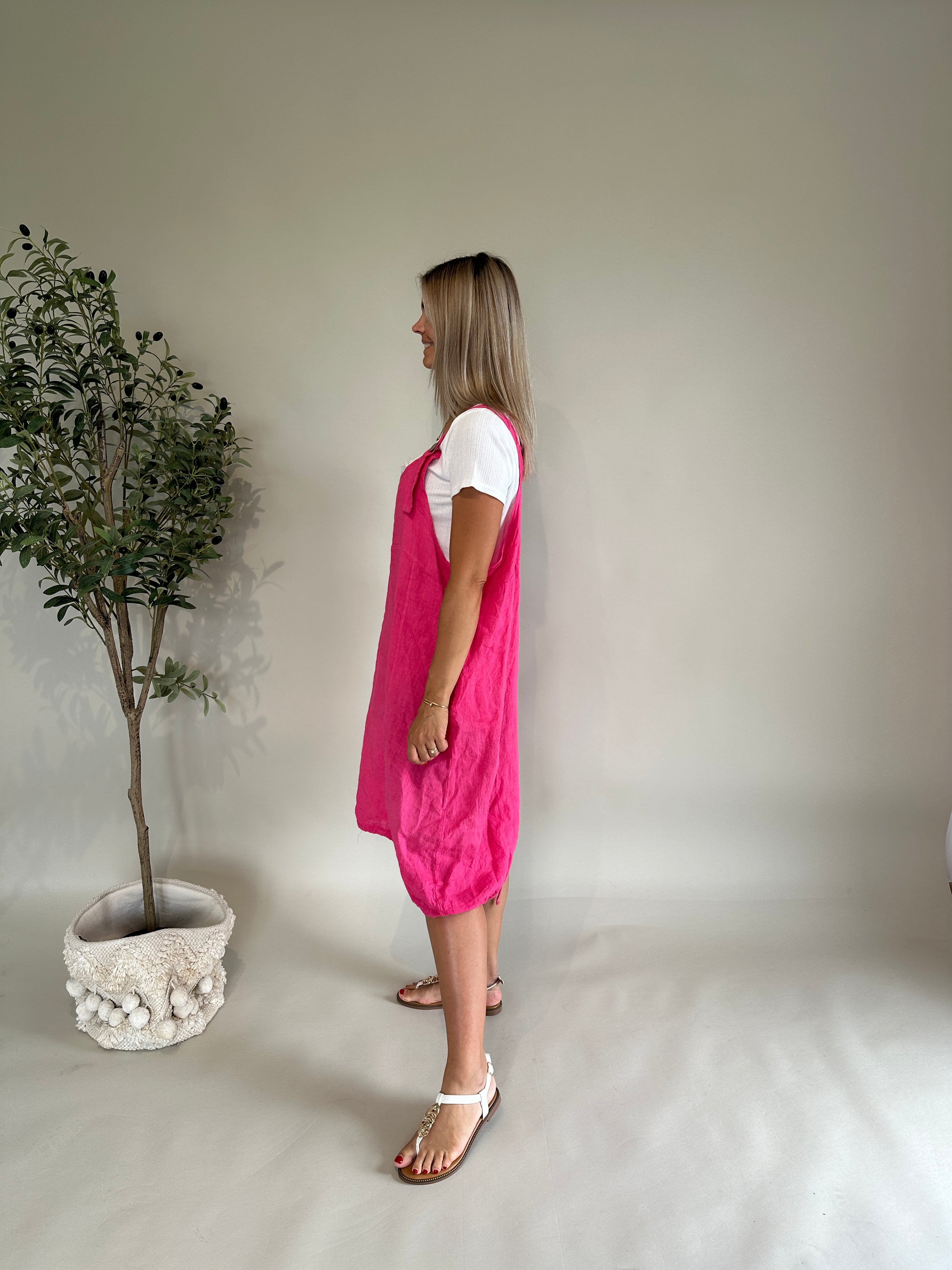 Leinenkleid in Pink