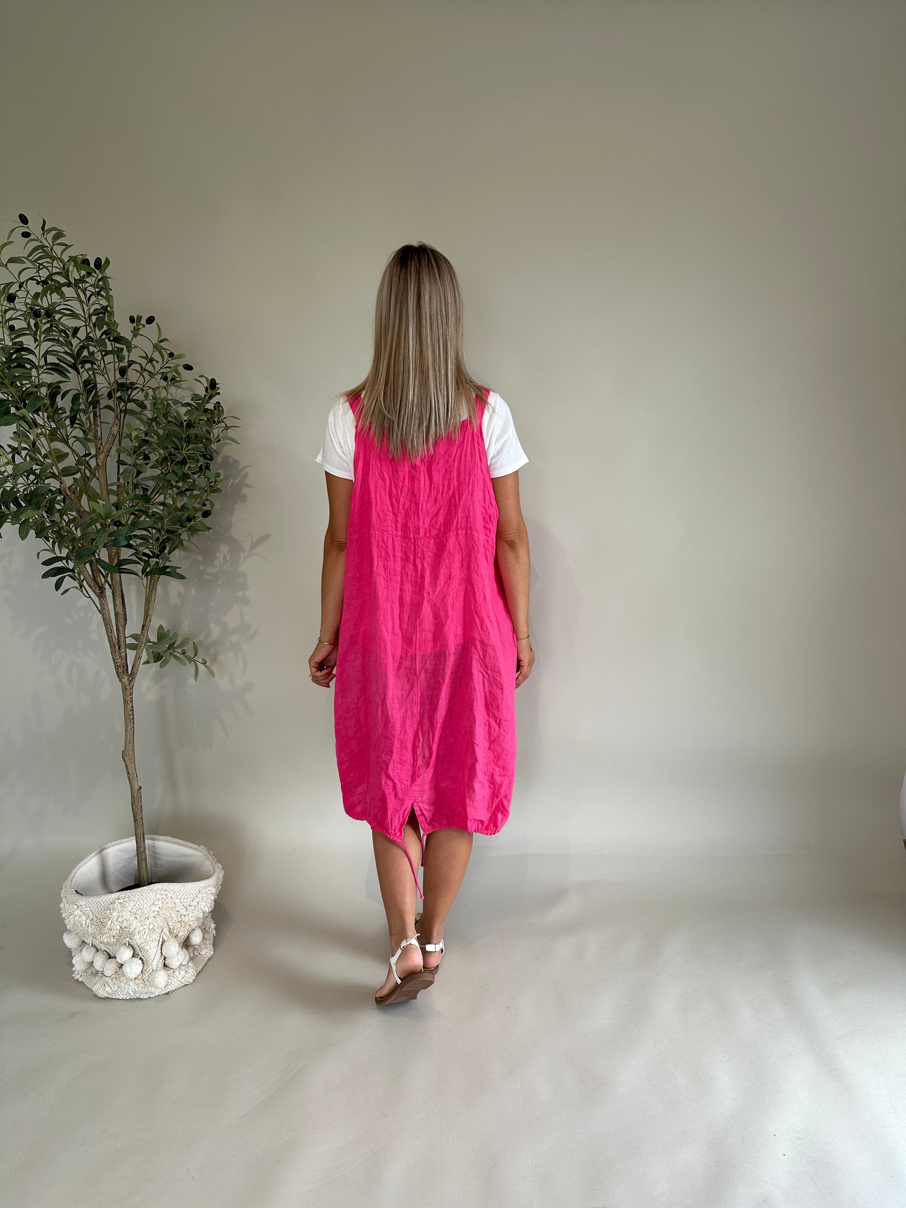 Leinenkleid in Pink