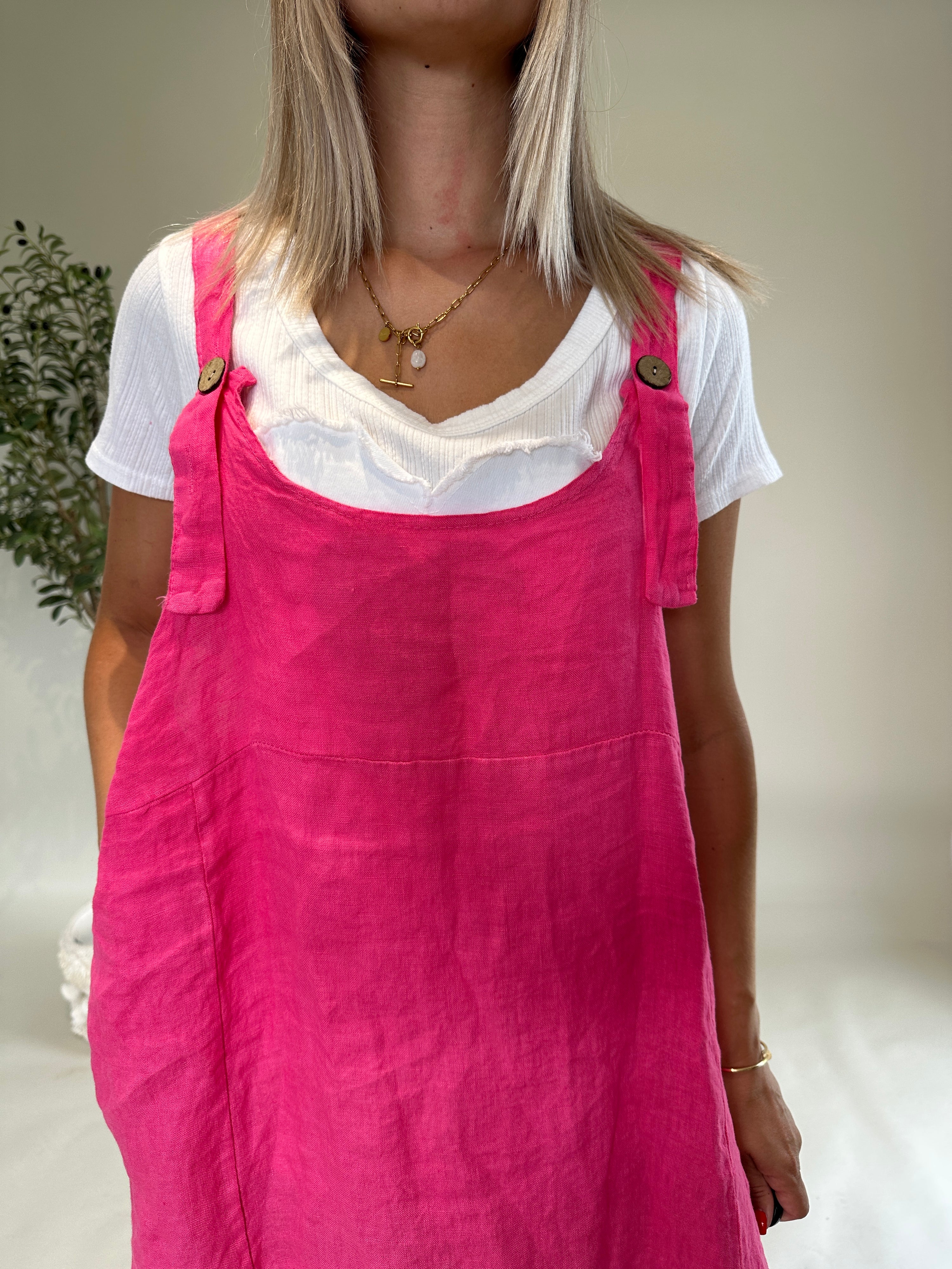 Leinenkleid in Pink