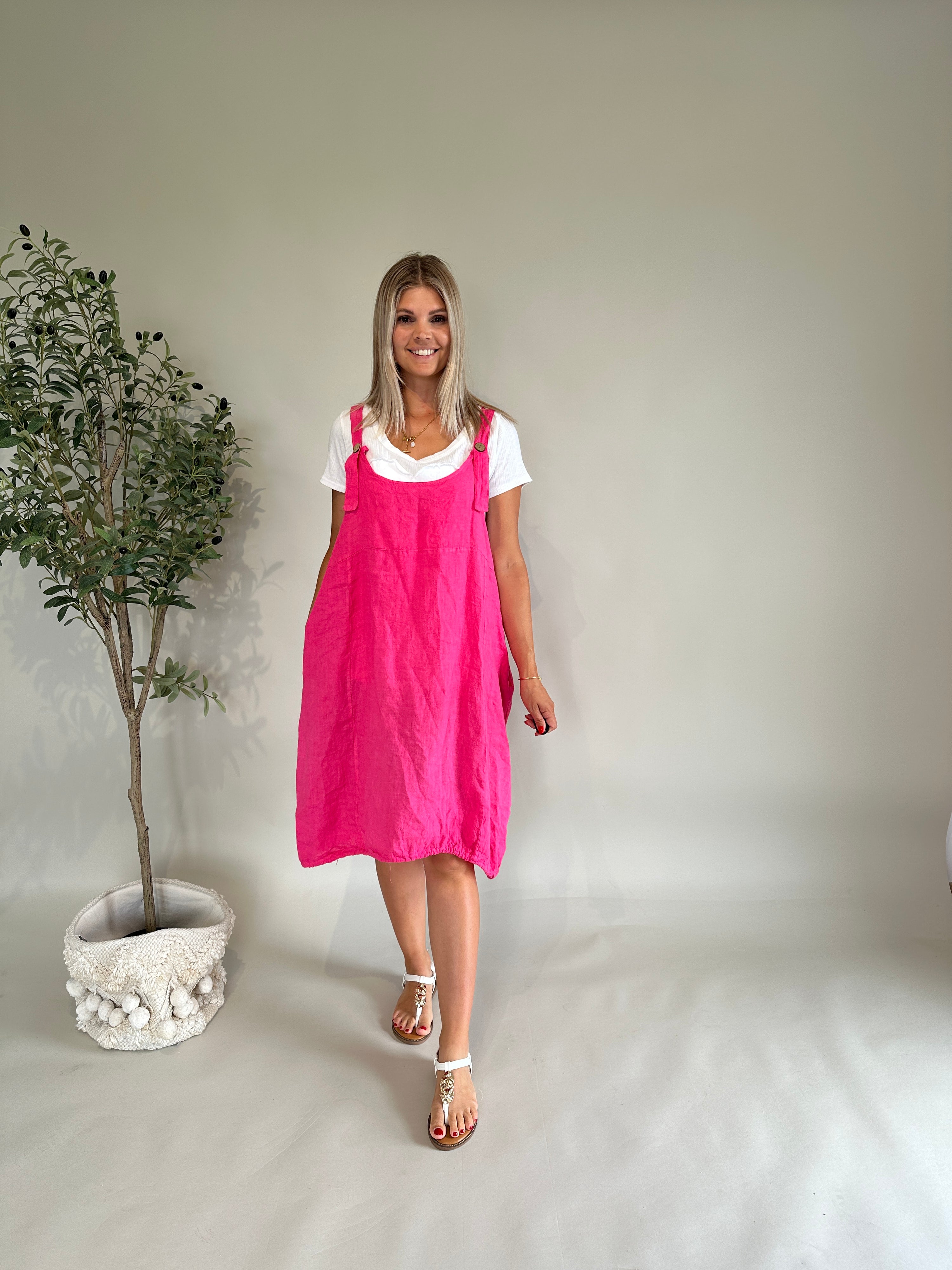 Leinenkleid in Pink
