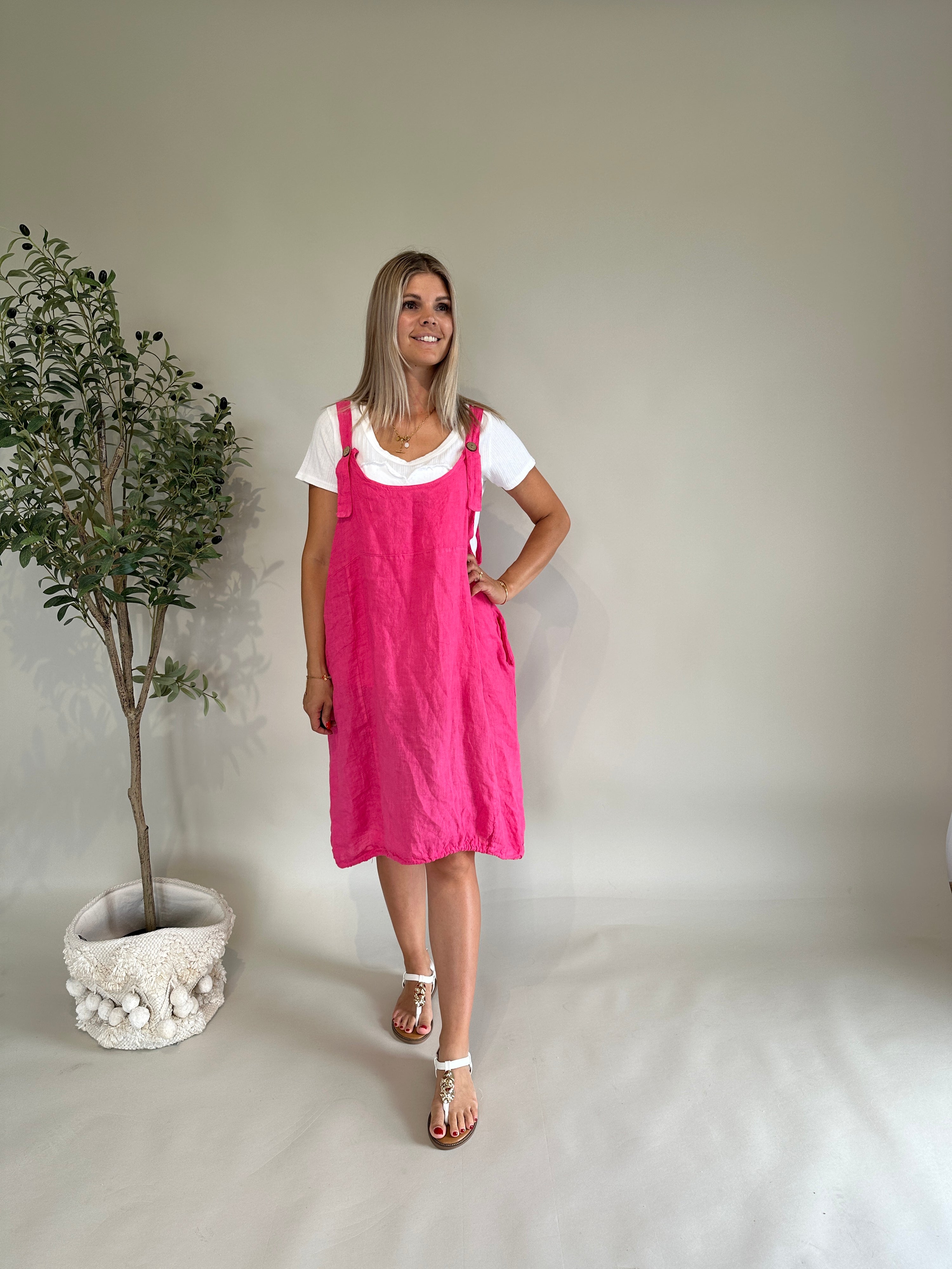 Leinenkleid in Pink