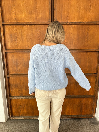 Strickjacke in Hellblau