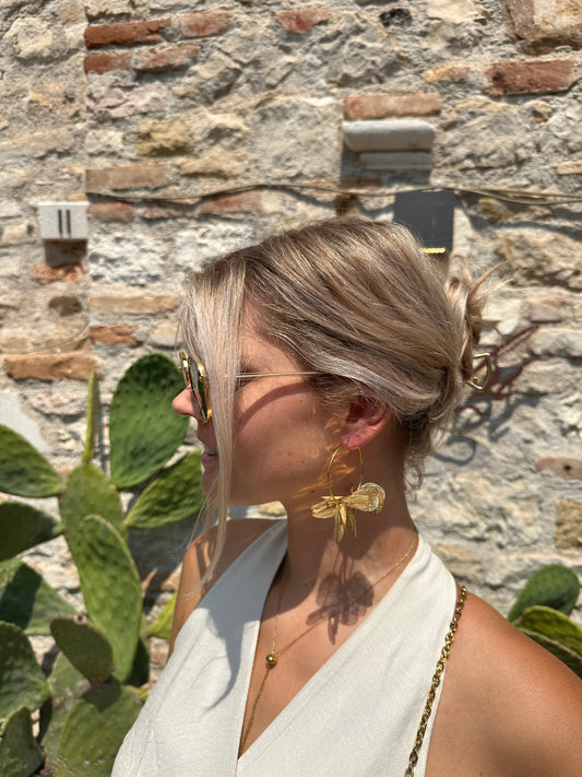 Ohrringe ( Creolen) in Gold mit Blüten