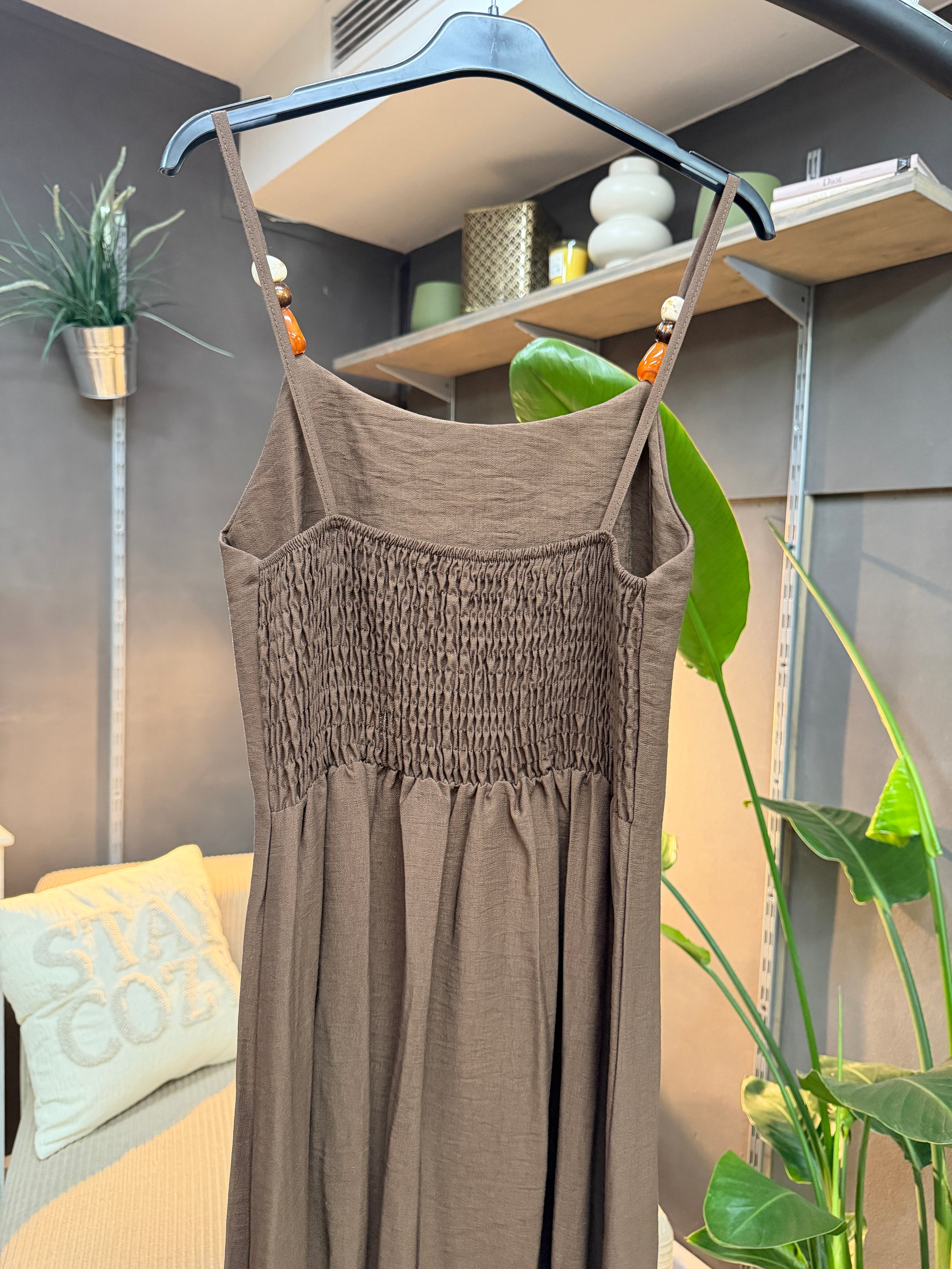 #7 Kleid in Schokobraun mit Perlen