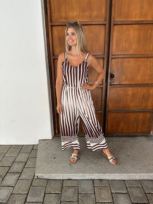 Overall Braun/Beige Gestreift