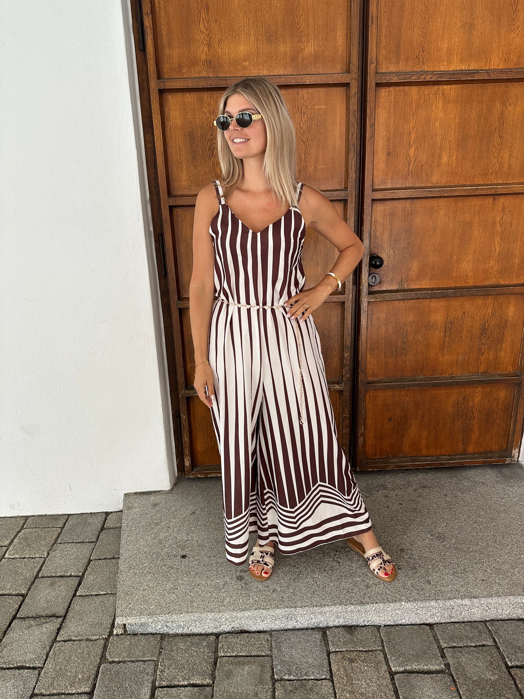 Overall Braun/Beige Gestreift