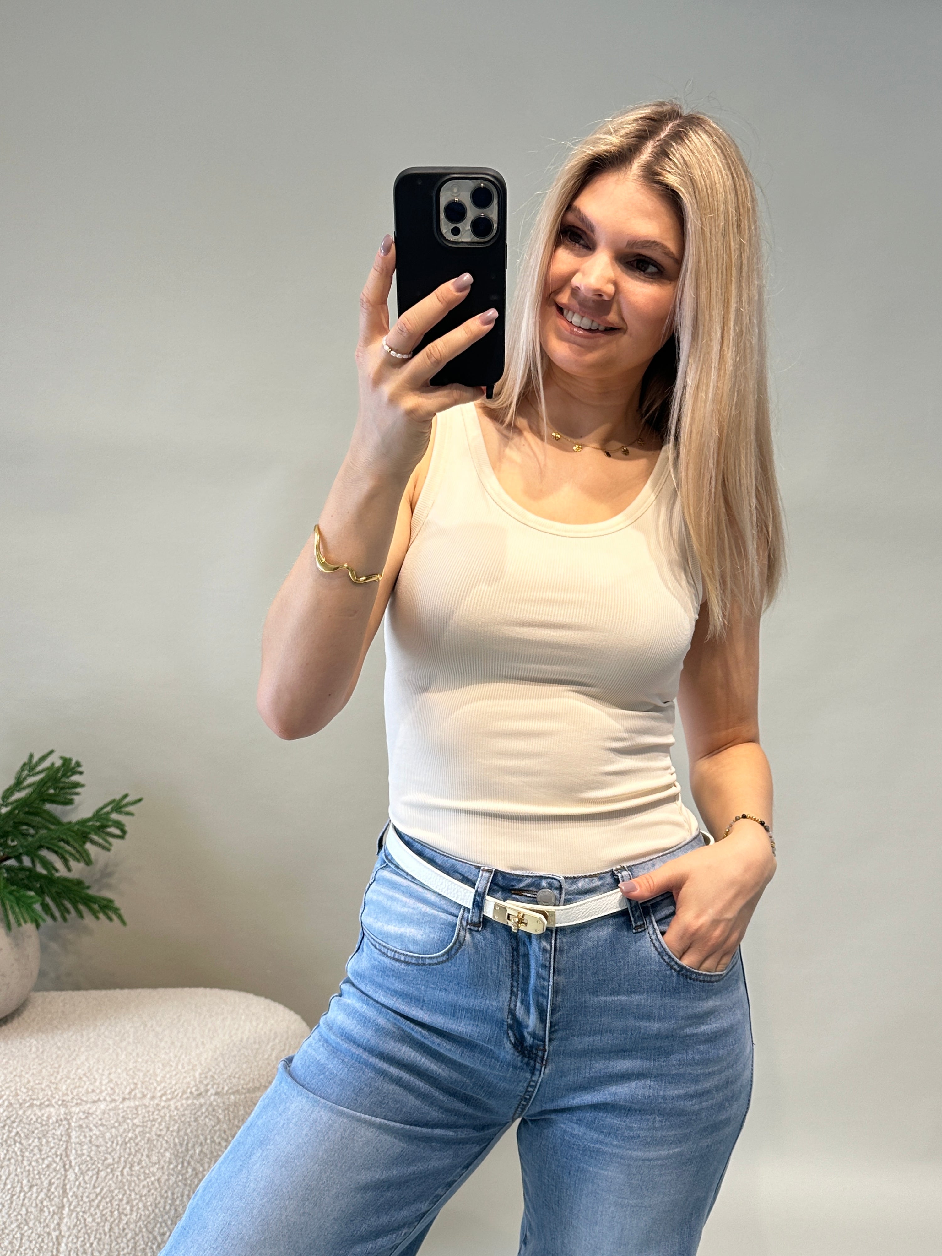 Top in Beige ( Rippenqualität )