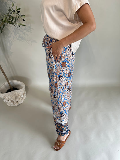 Hose gemuster in Braun/Blauen/Beige