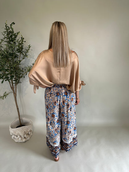 Hose gemuster in Braun/Blauen/Beige