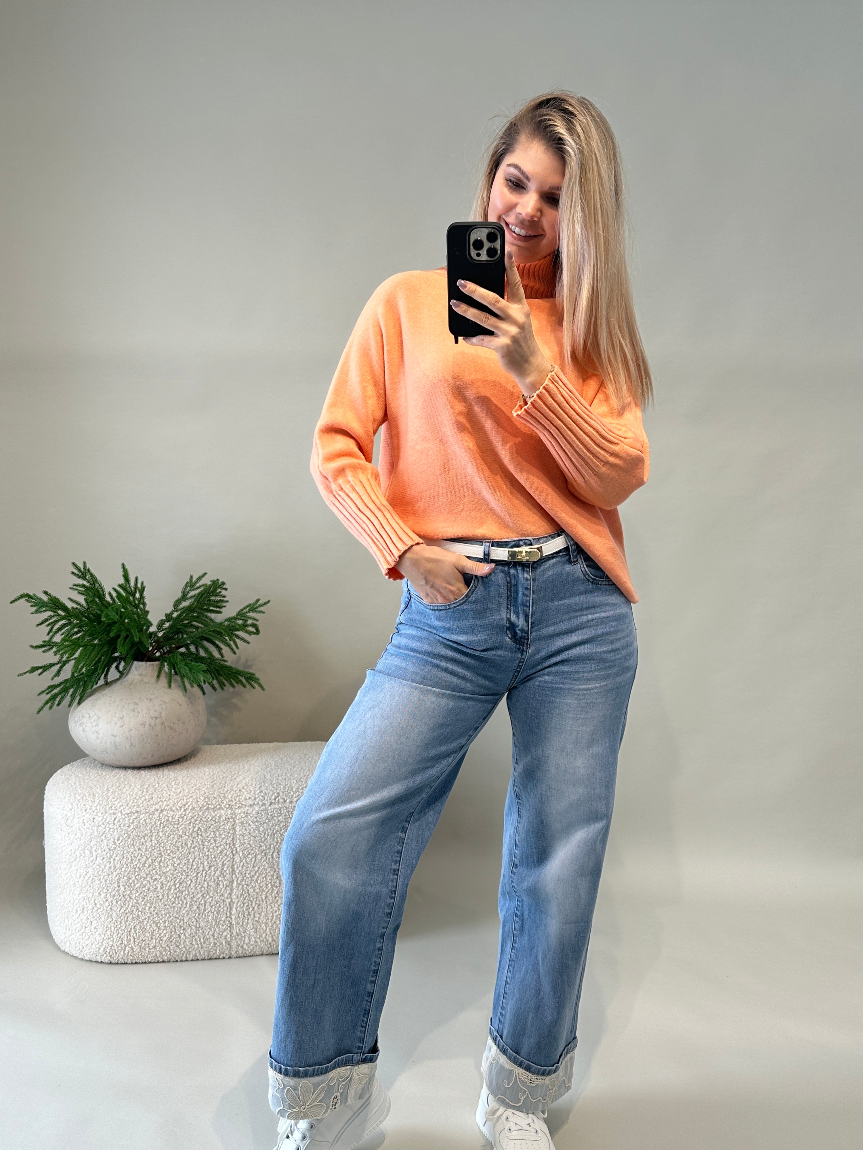 Pullover mit 3/4 Arm in Orange