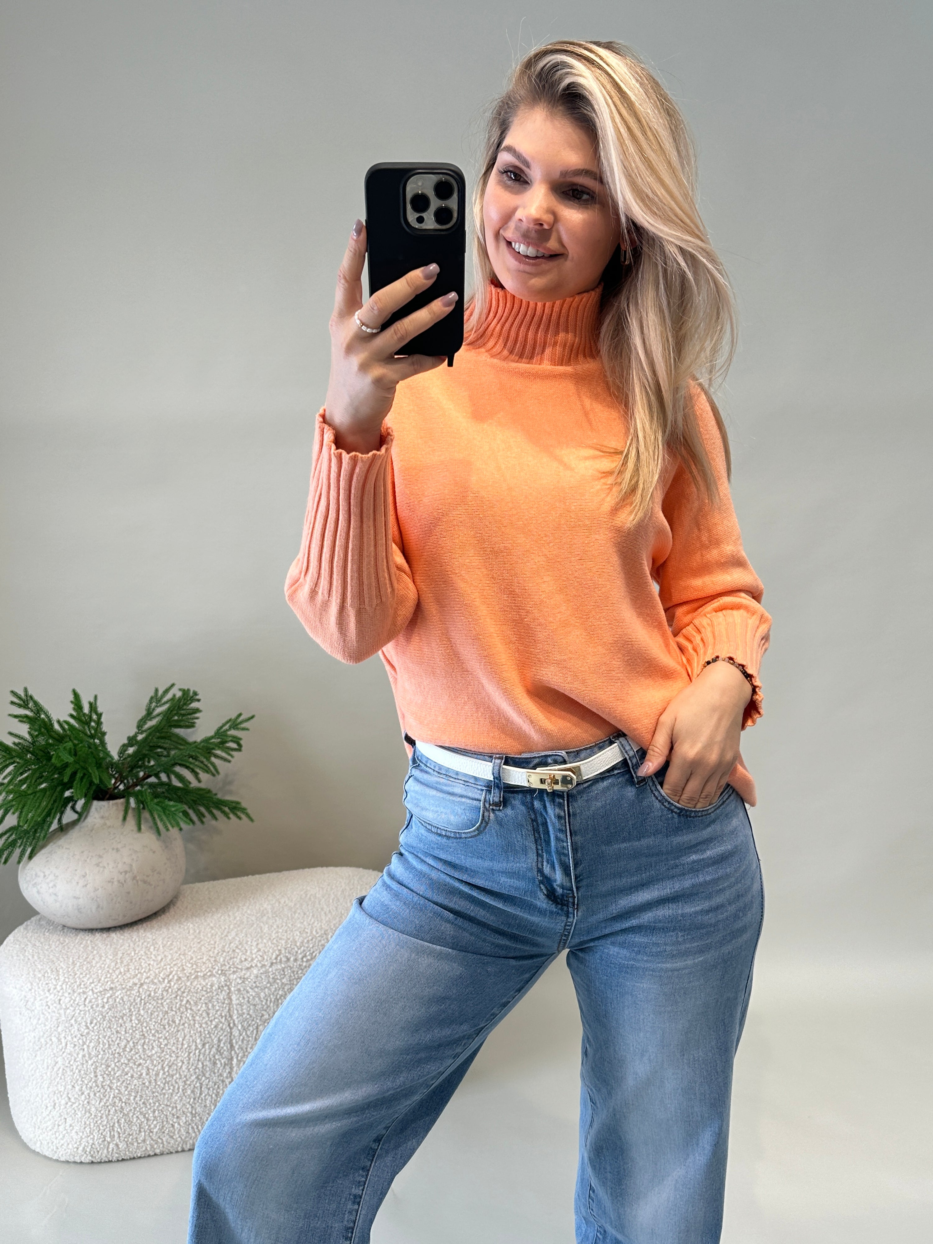 Pullover mit 3/4 Arm in Orange