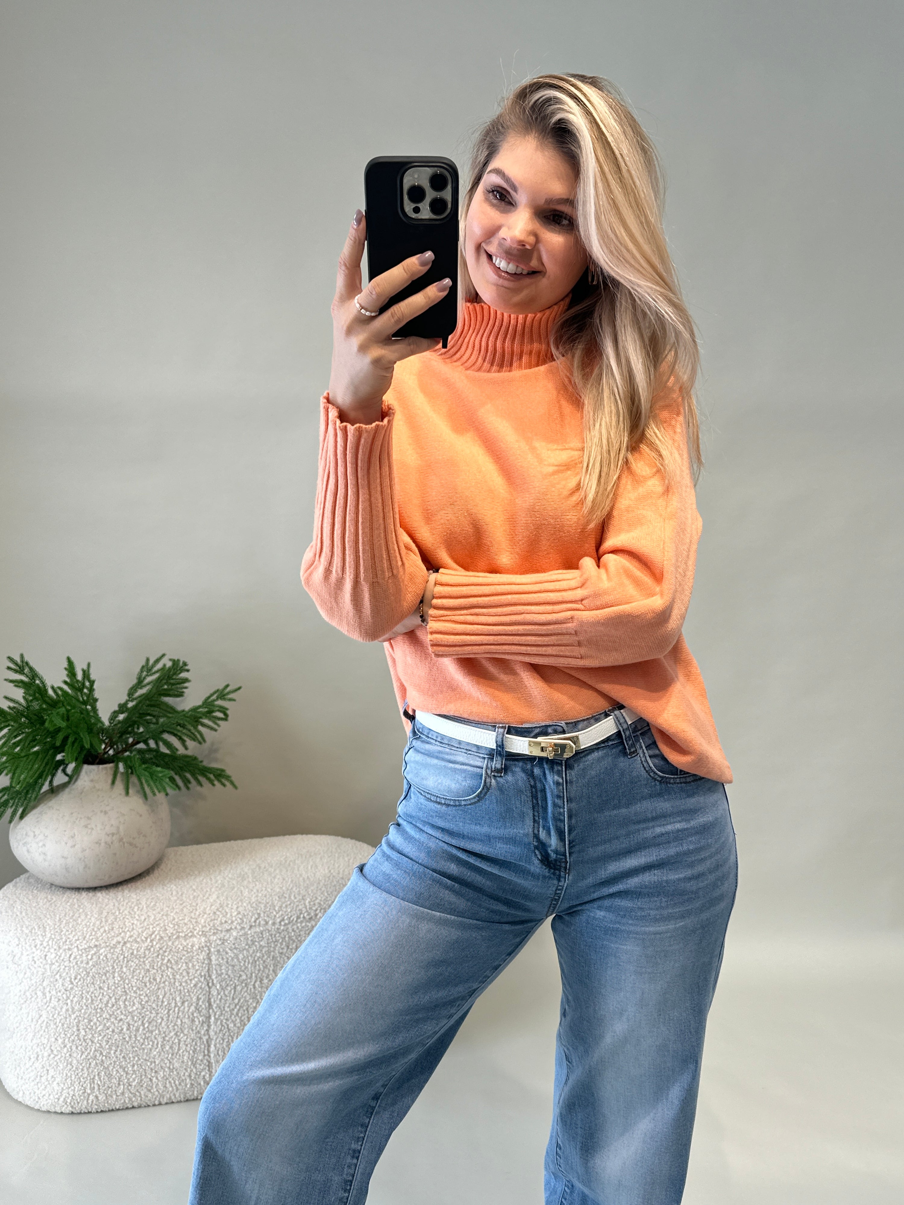 Pullover mit 3/4 Arm in Orange