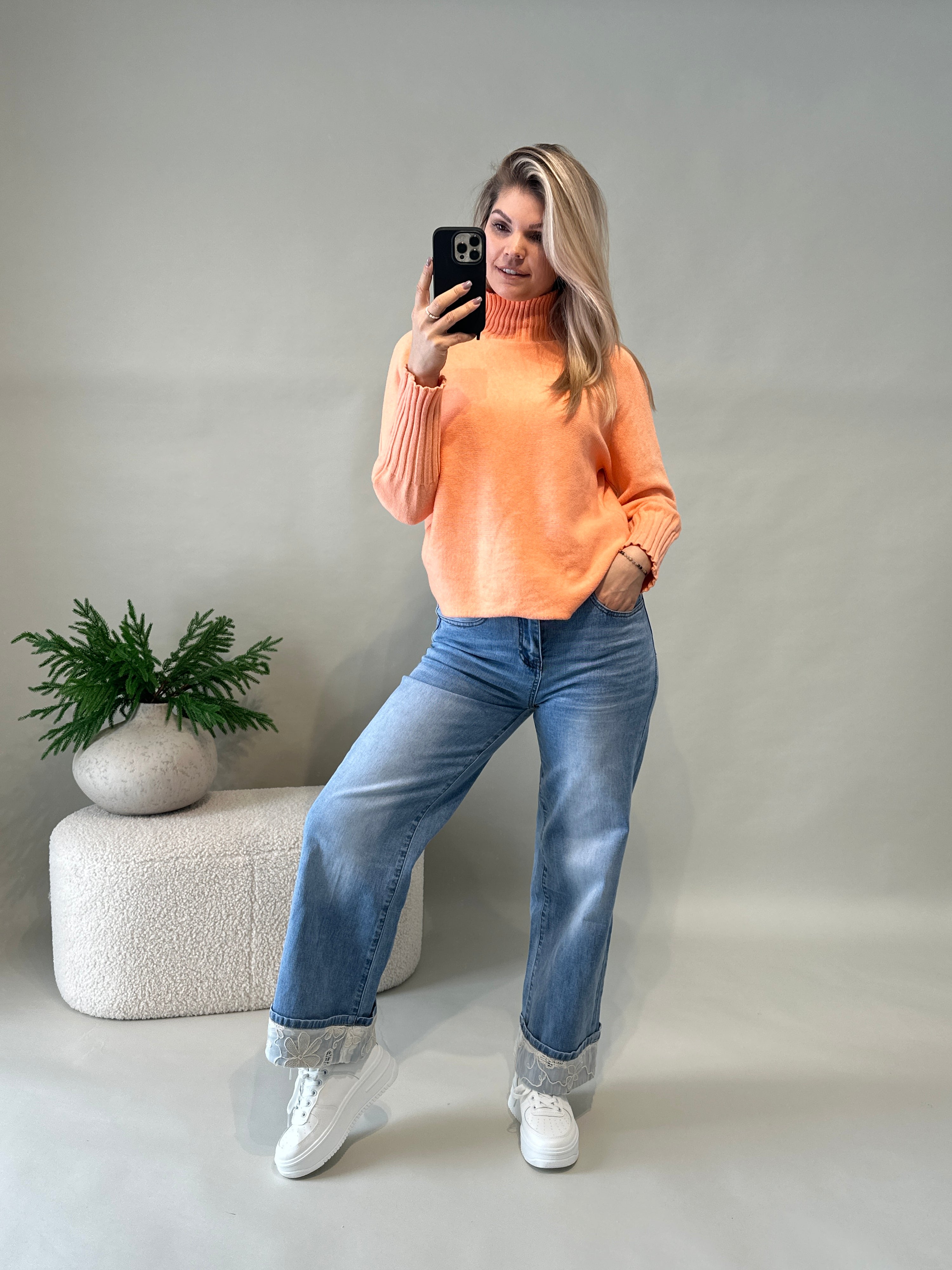 Pullover mit 3/4 Arm in Orange