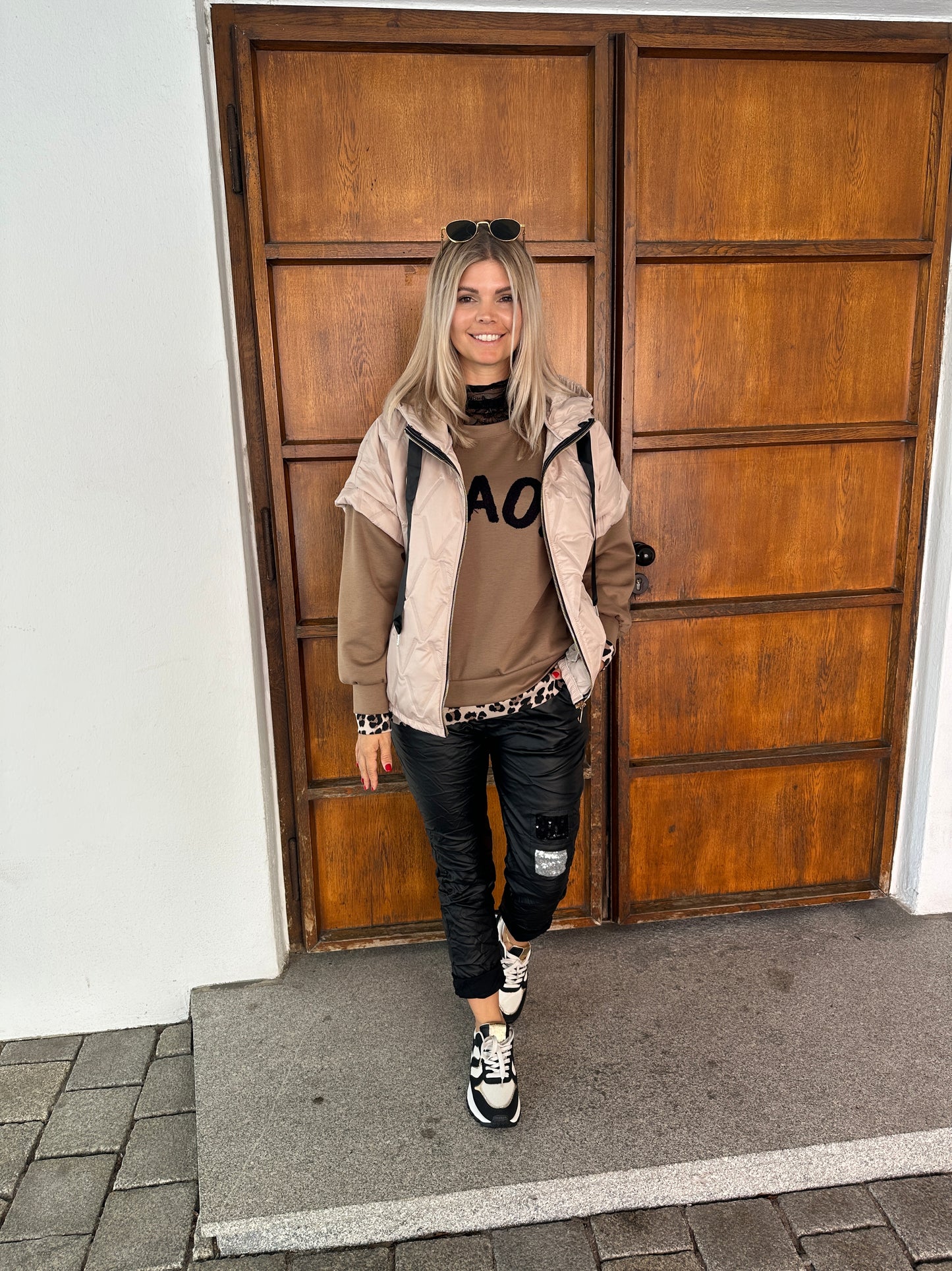 hose in schwarz (lederoptik)