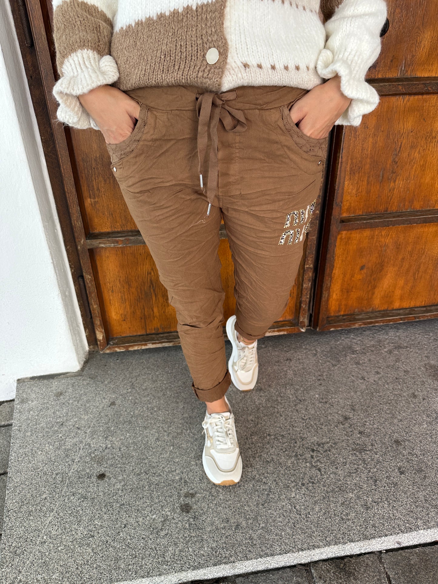 hose in zimt mit glitzeraufschrift (mio mio)