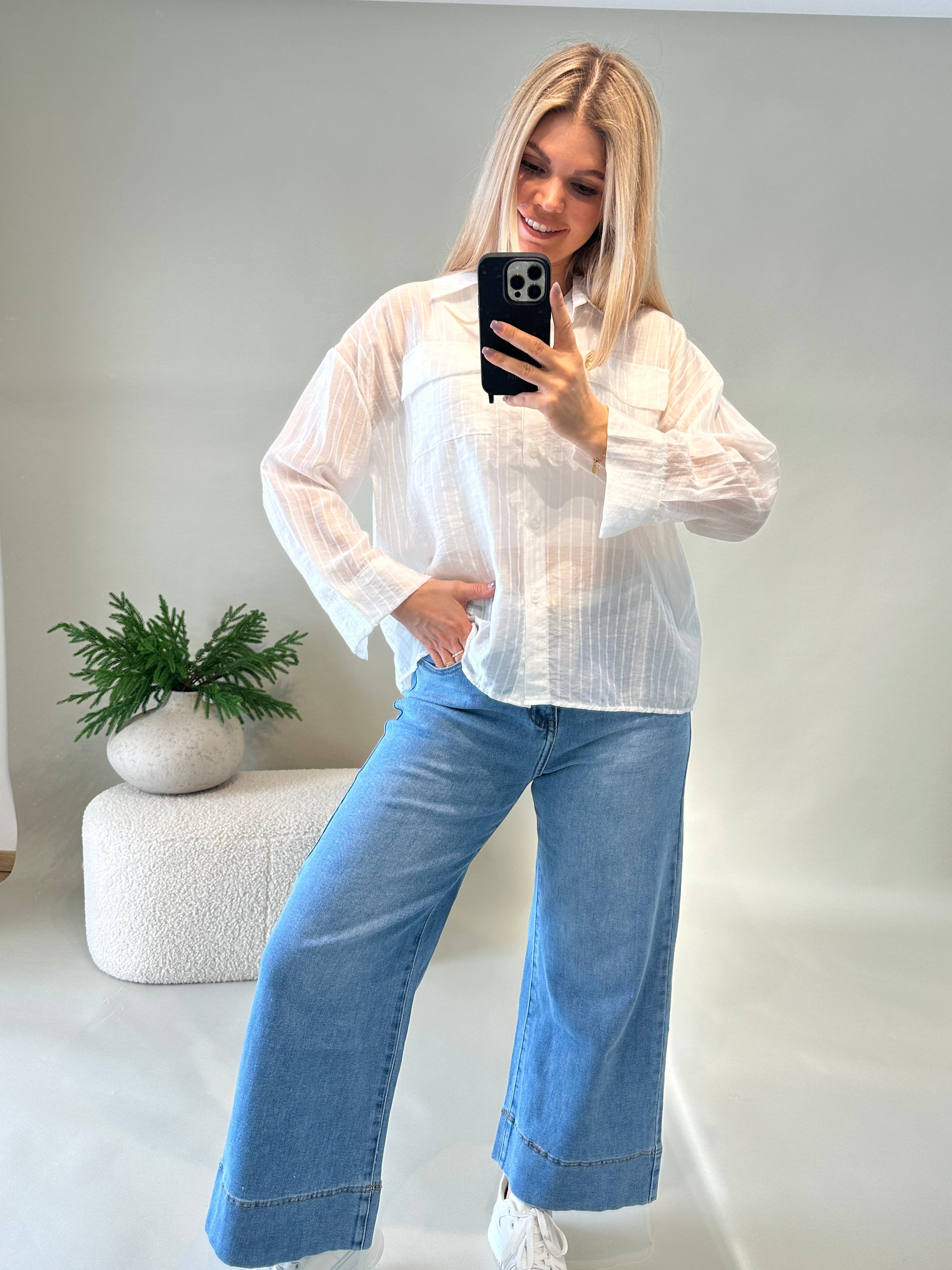 Bluse in Weiß mit Streifen