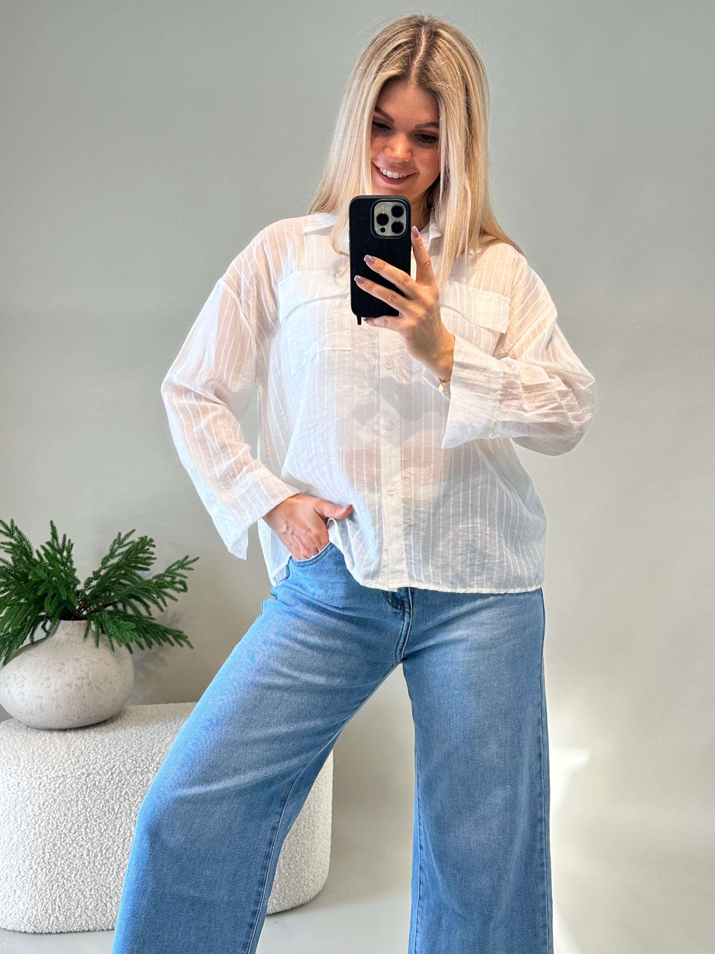 Bluse in Weiß mit Streifen