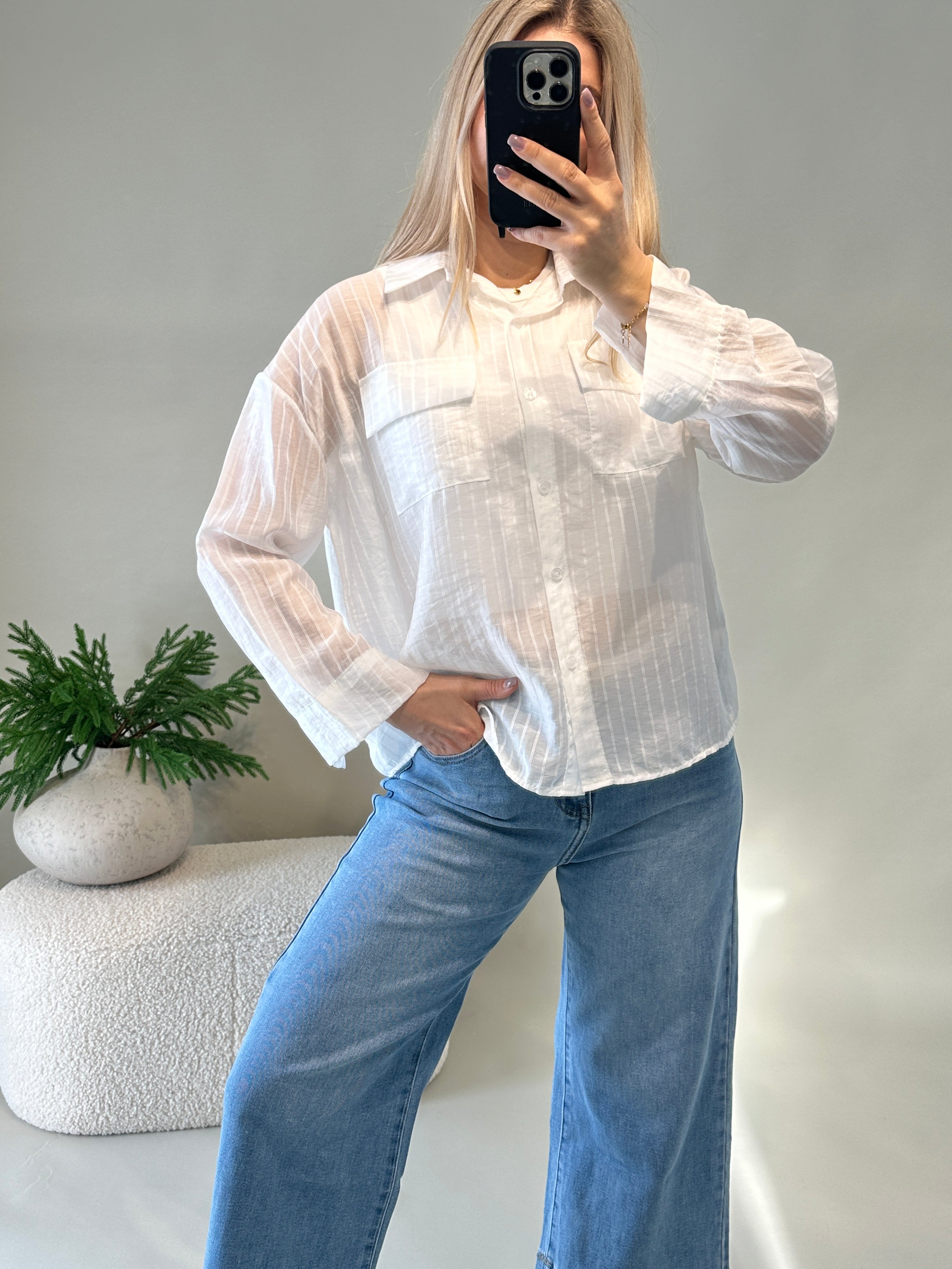 Bluse in Weiß mit Streifen