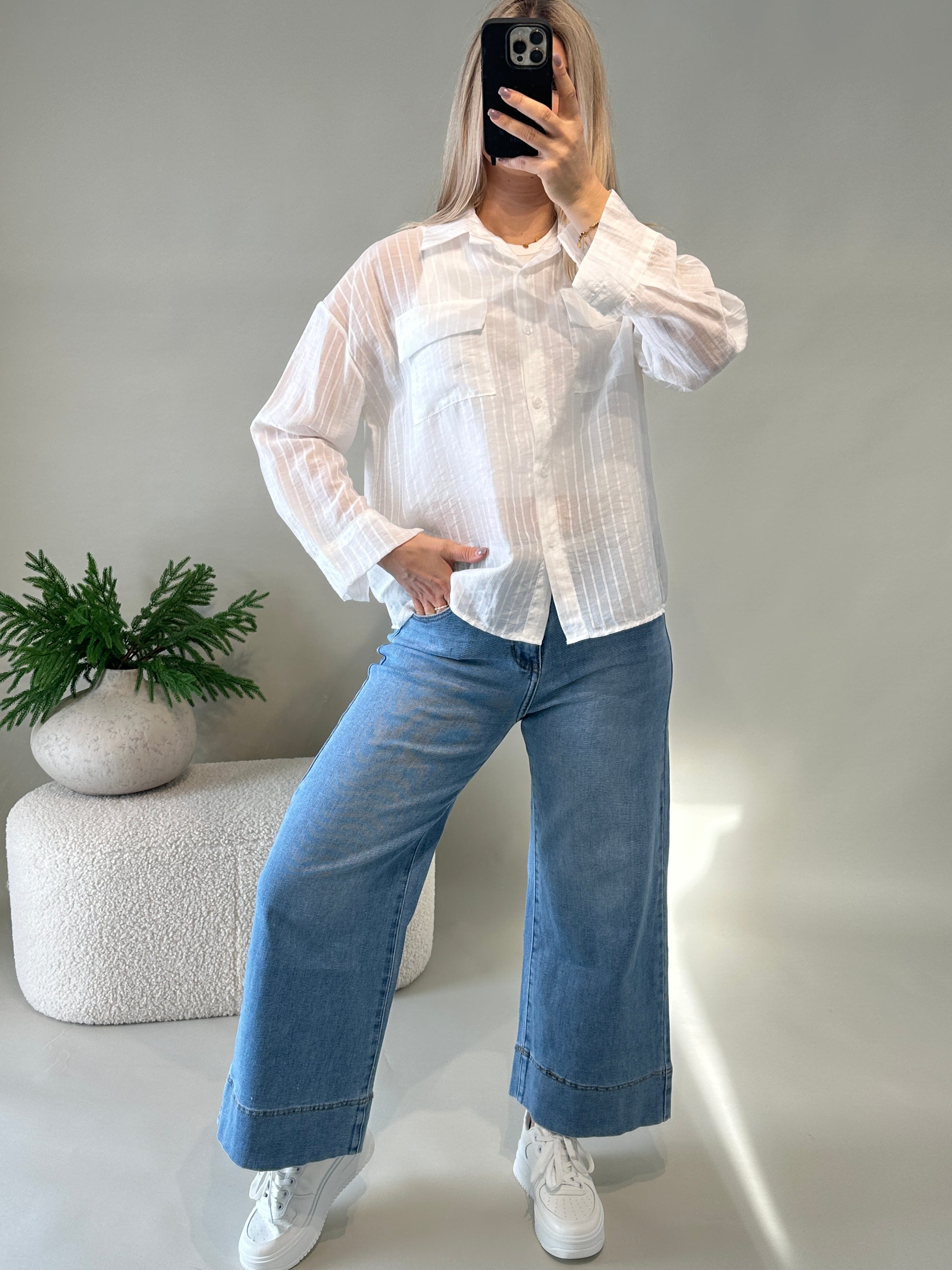 Bluse in Weiß mit Streifen