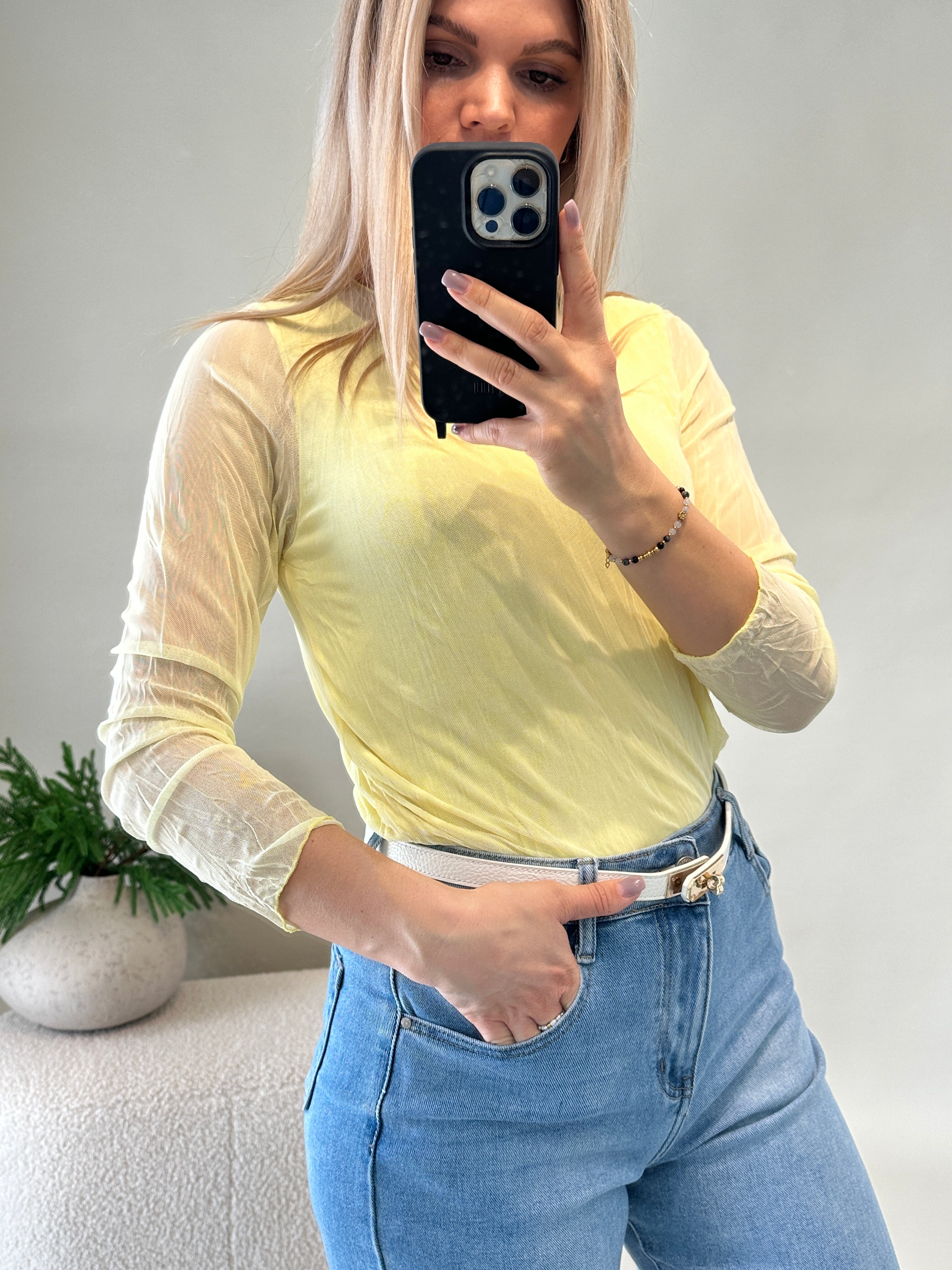 Netzshirt in Zitronengelb
