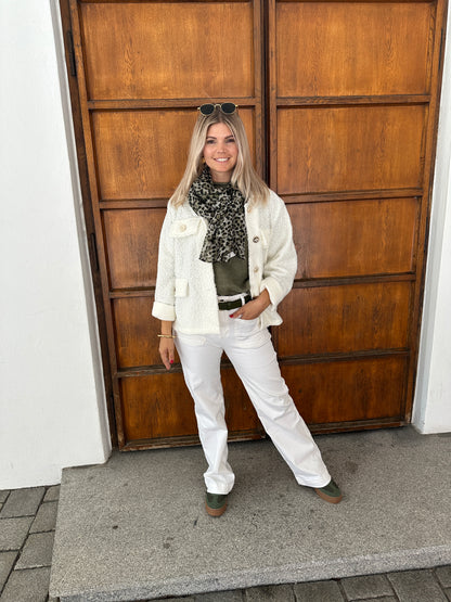 Schal in Olivgrün/Schwarz mit Leomuster