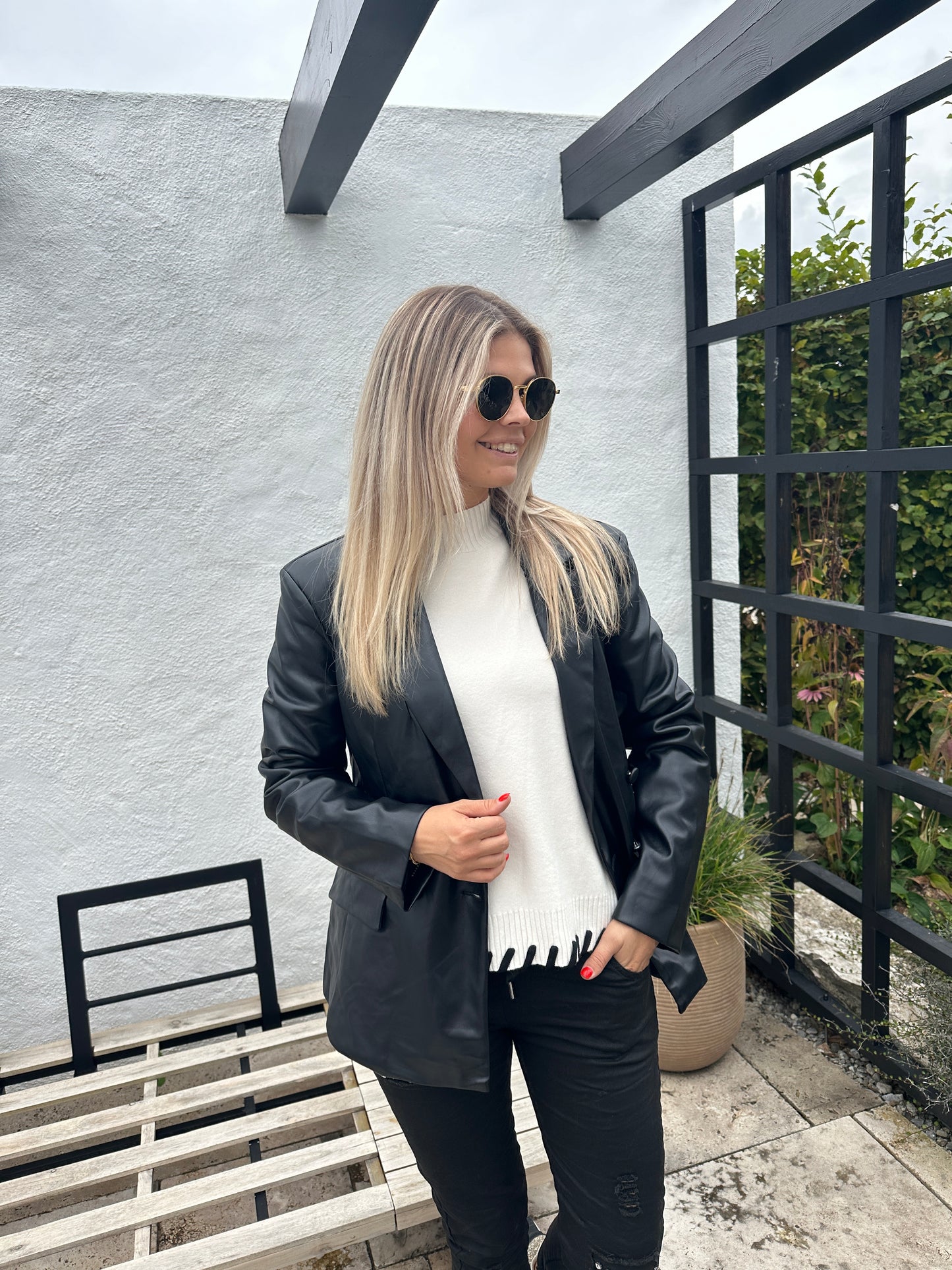 lederblazer in schwarz