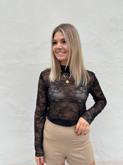 Spitzen-Shirt in Schwarz