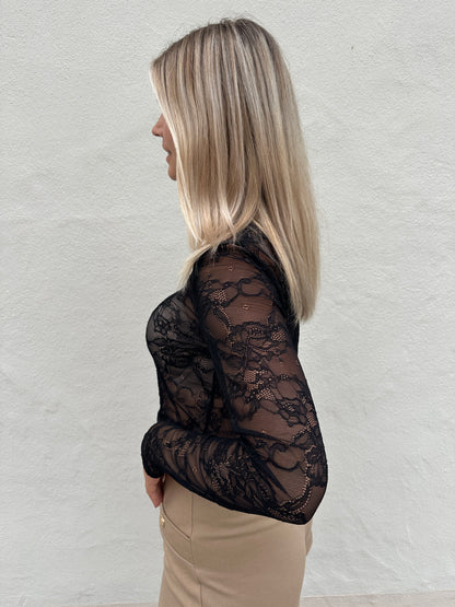 Spitzen-Shirt in Schwarz