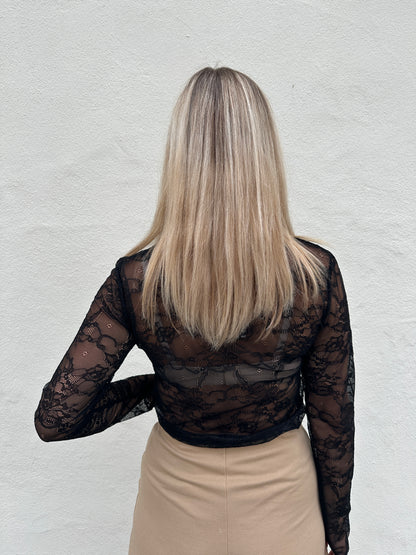 Spitzen-Shirt in Schwarz