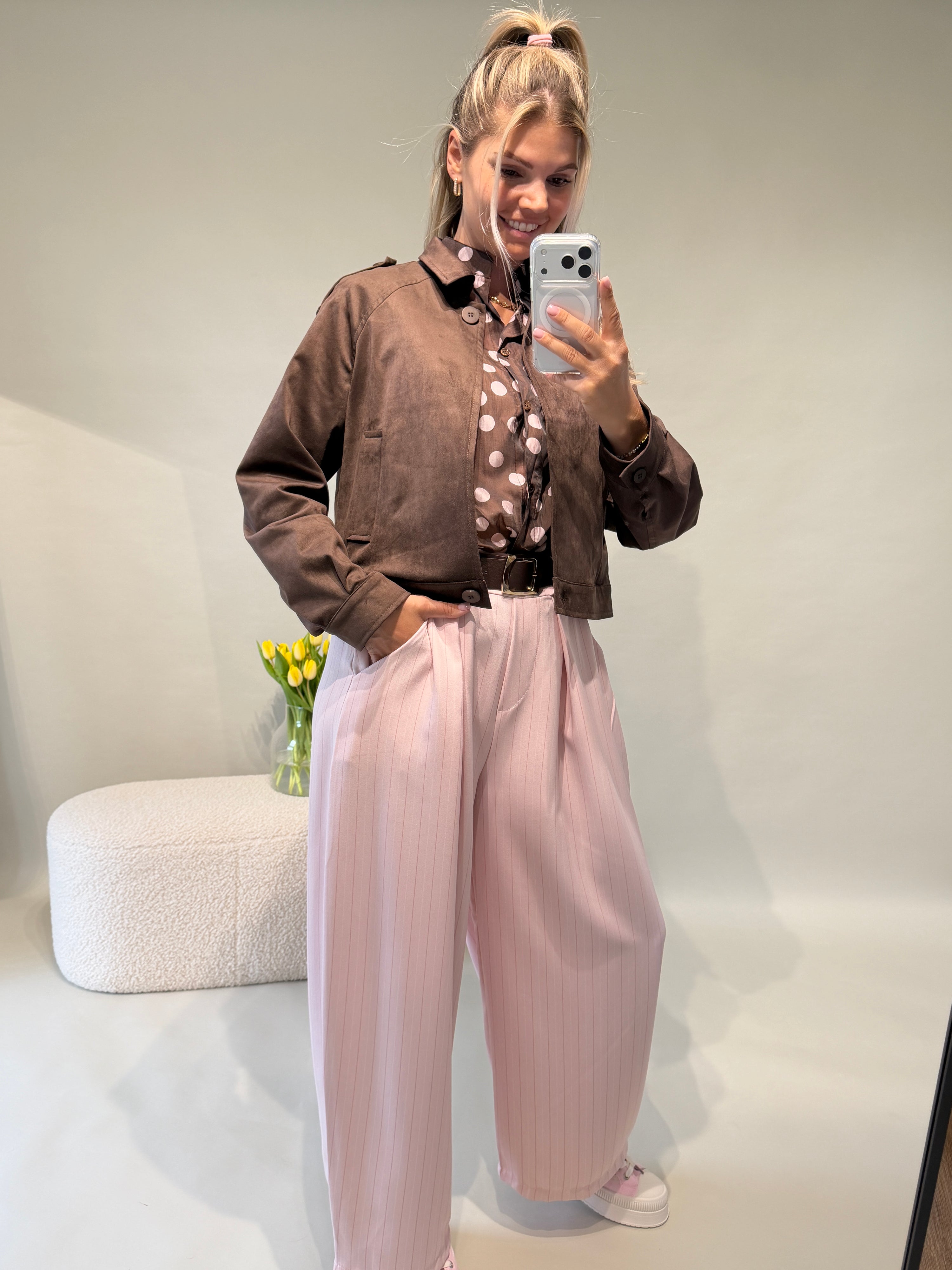 Jacke in Schokobraun (Velouleder-Optik)