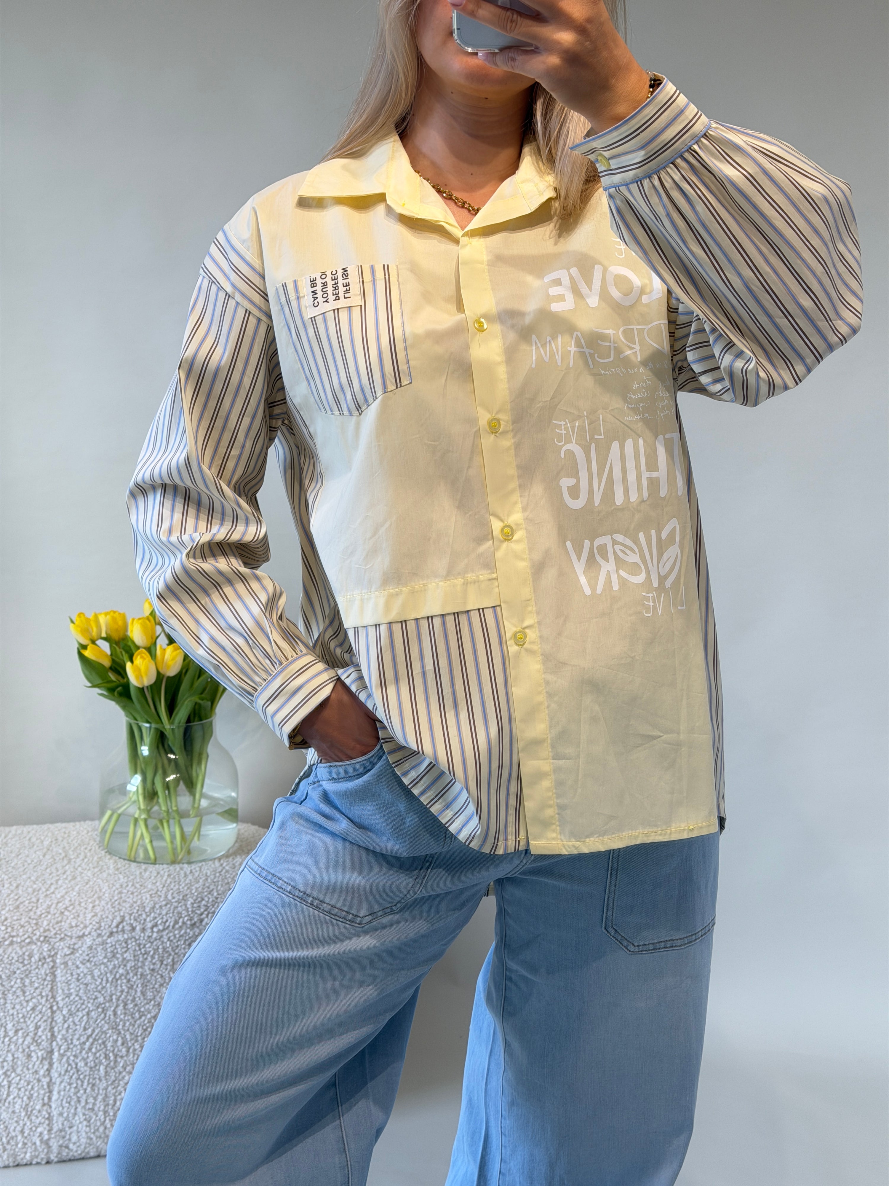 Bluse in Zitronengelb gestreift