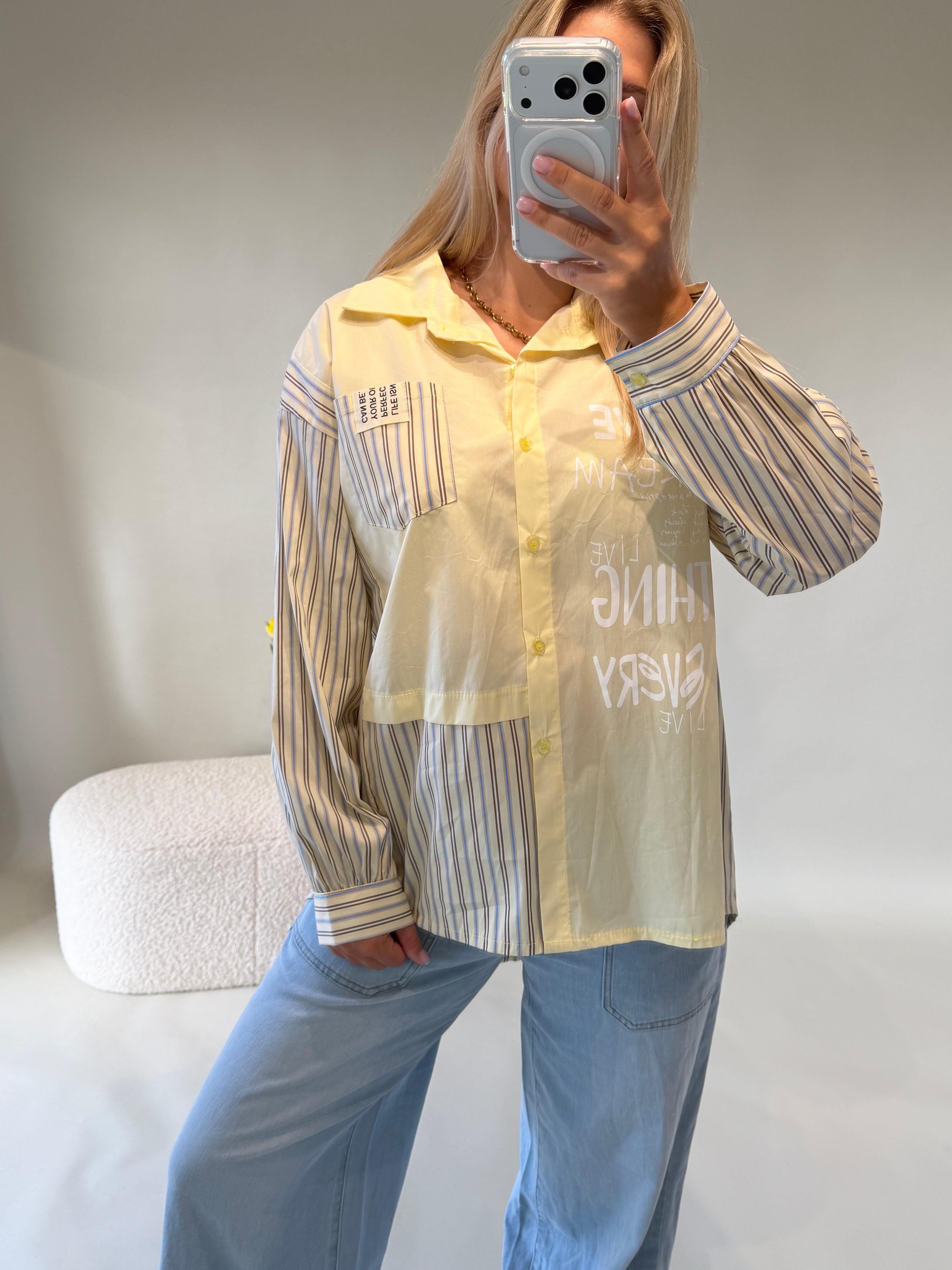 Bluse in Zitronengelb gestreift