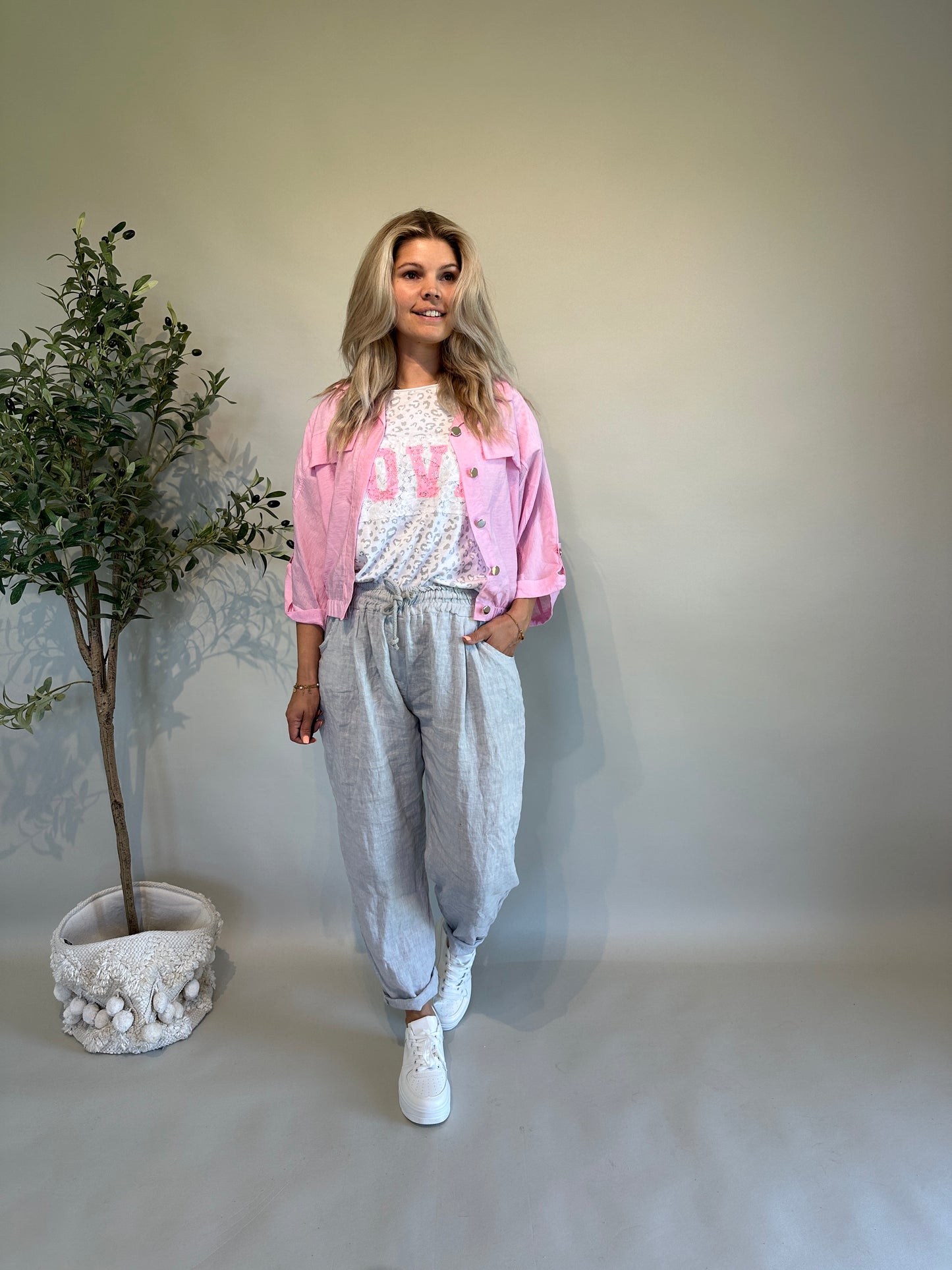 leinen-hose in hellgrau