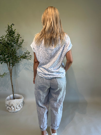 Leinen-Hose in Hellgrau