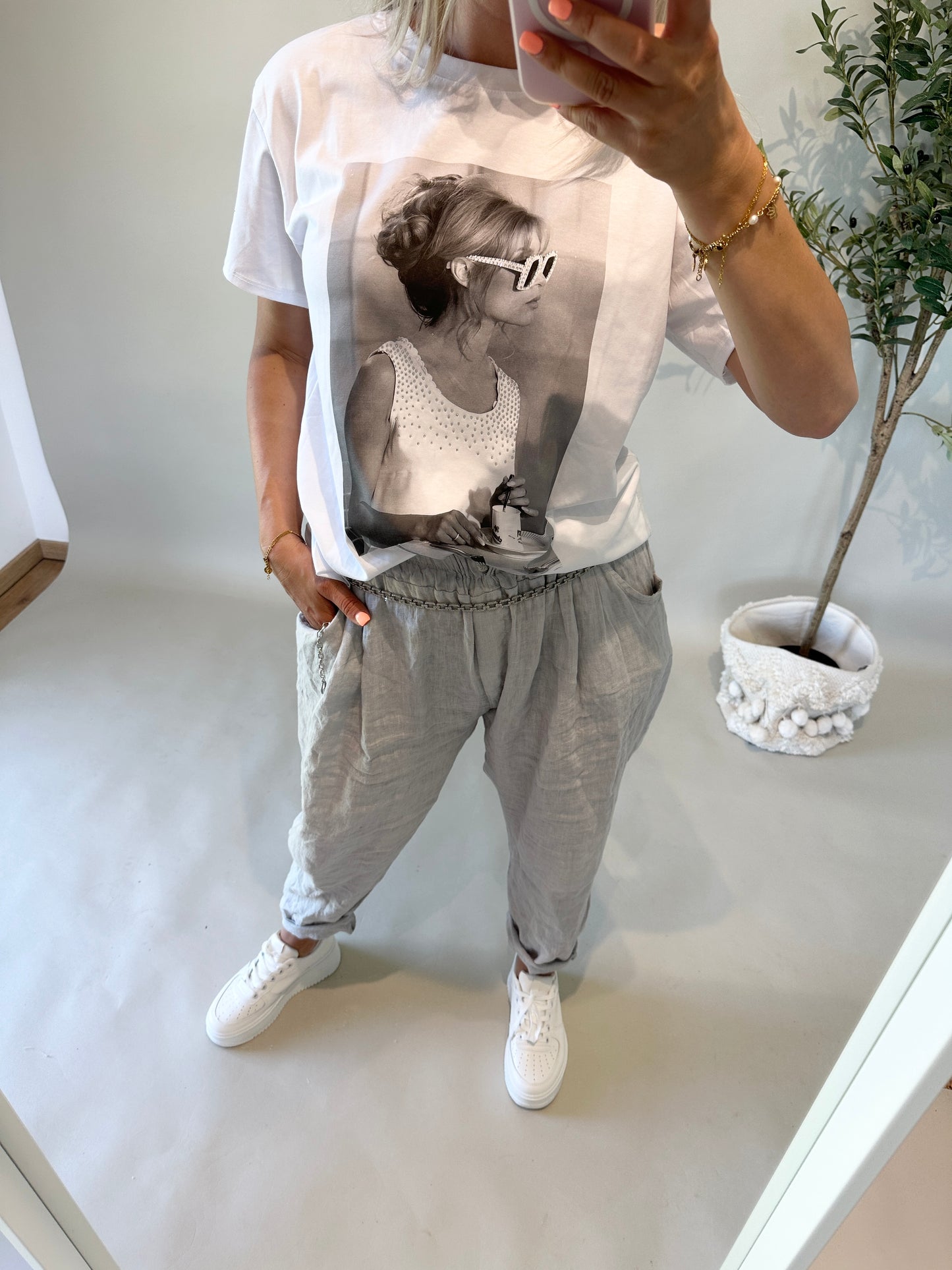 leinen-hose in hellgrau