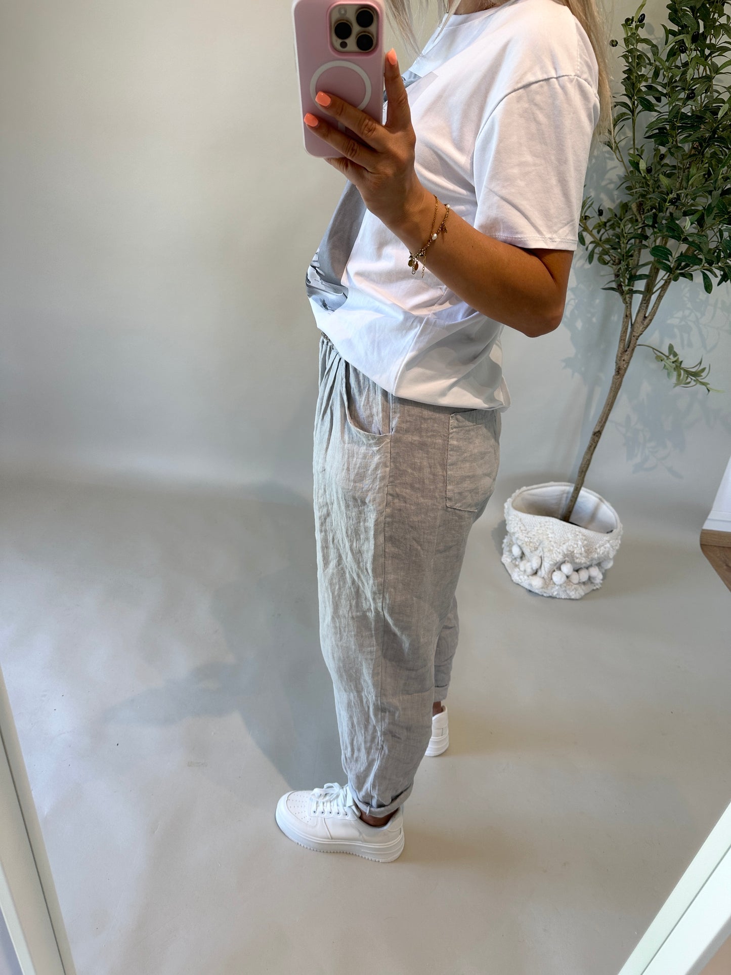 leinen-hose in hellgrau