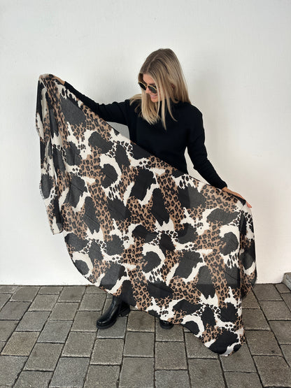 Schal in Beige/Zimt/ Schwarz