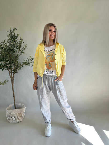 Leinen-Hose in Hellgrau