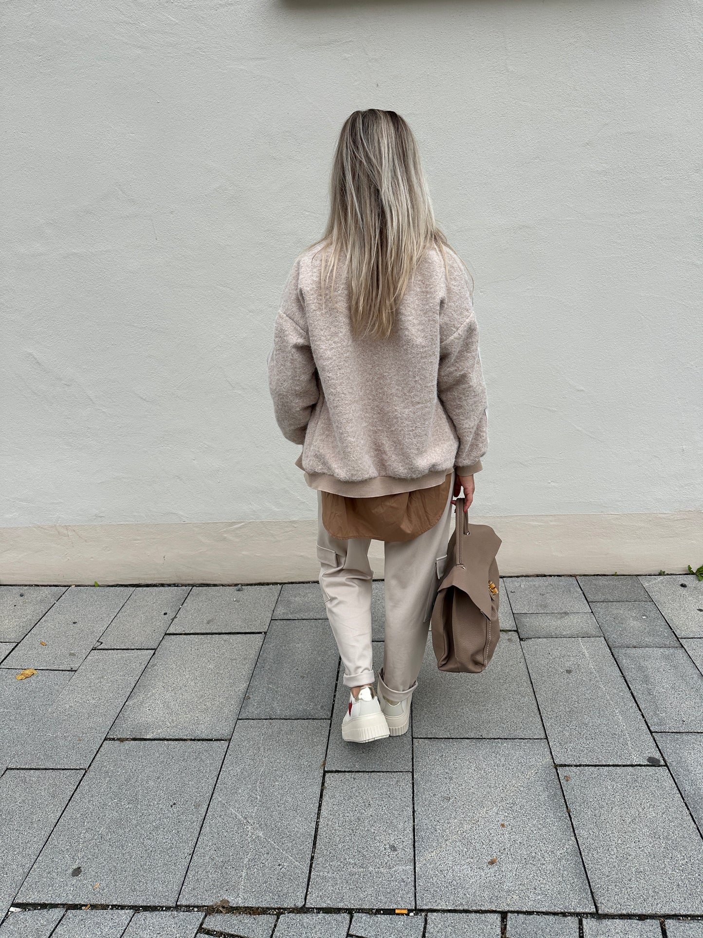 jacke in beige mit streifen