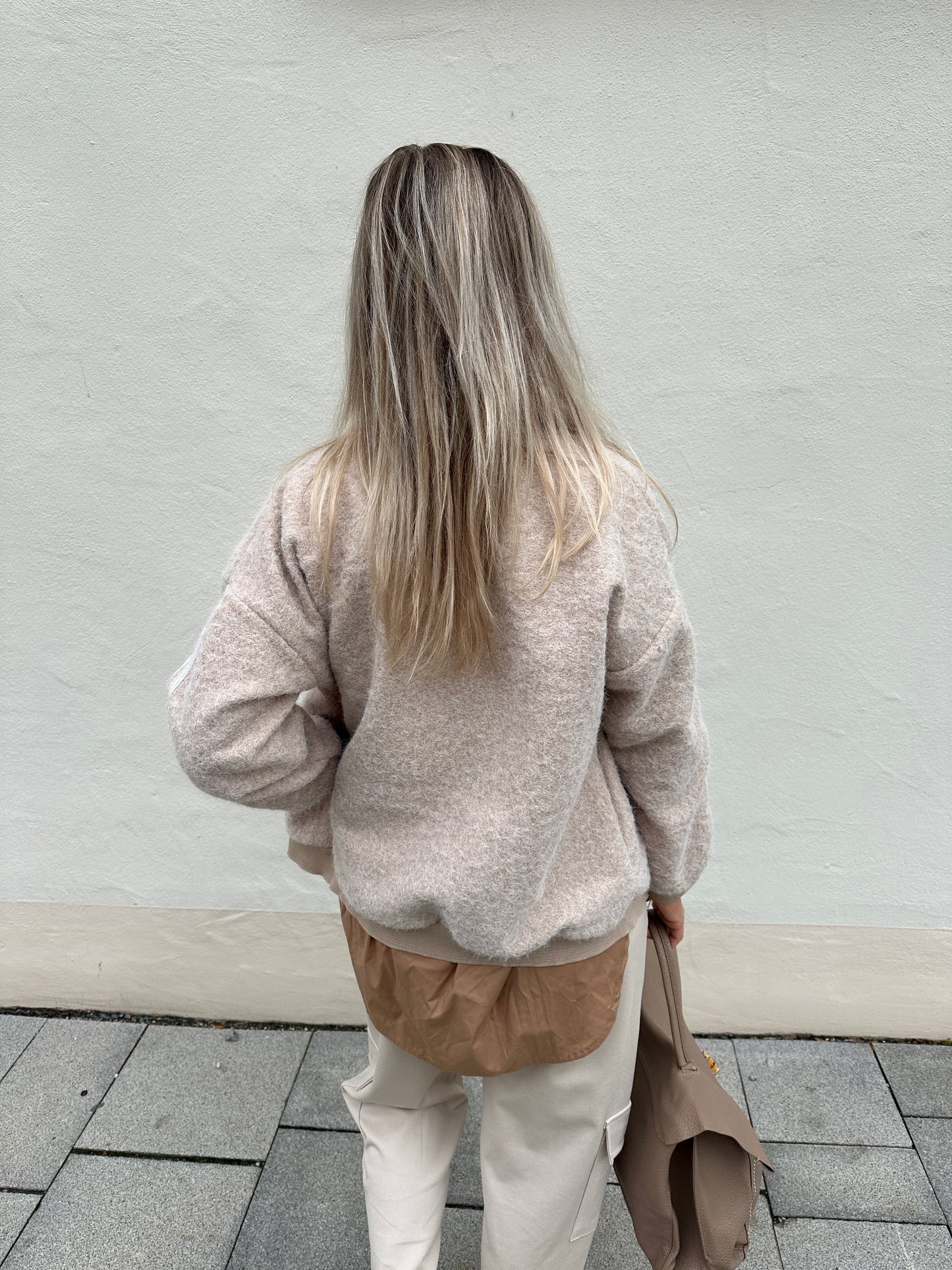 jacke in beige mit streifen