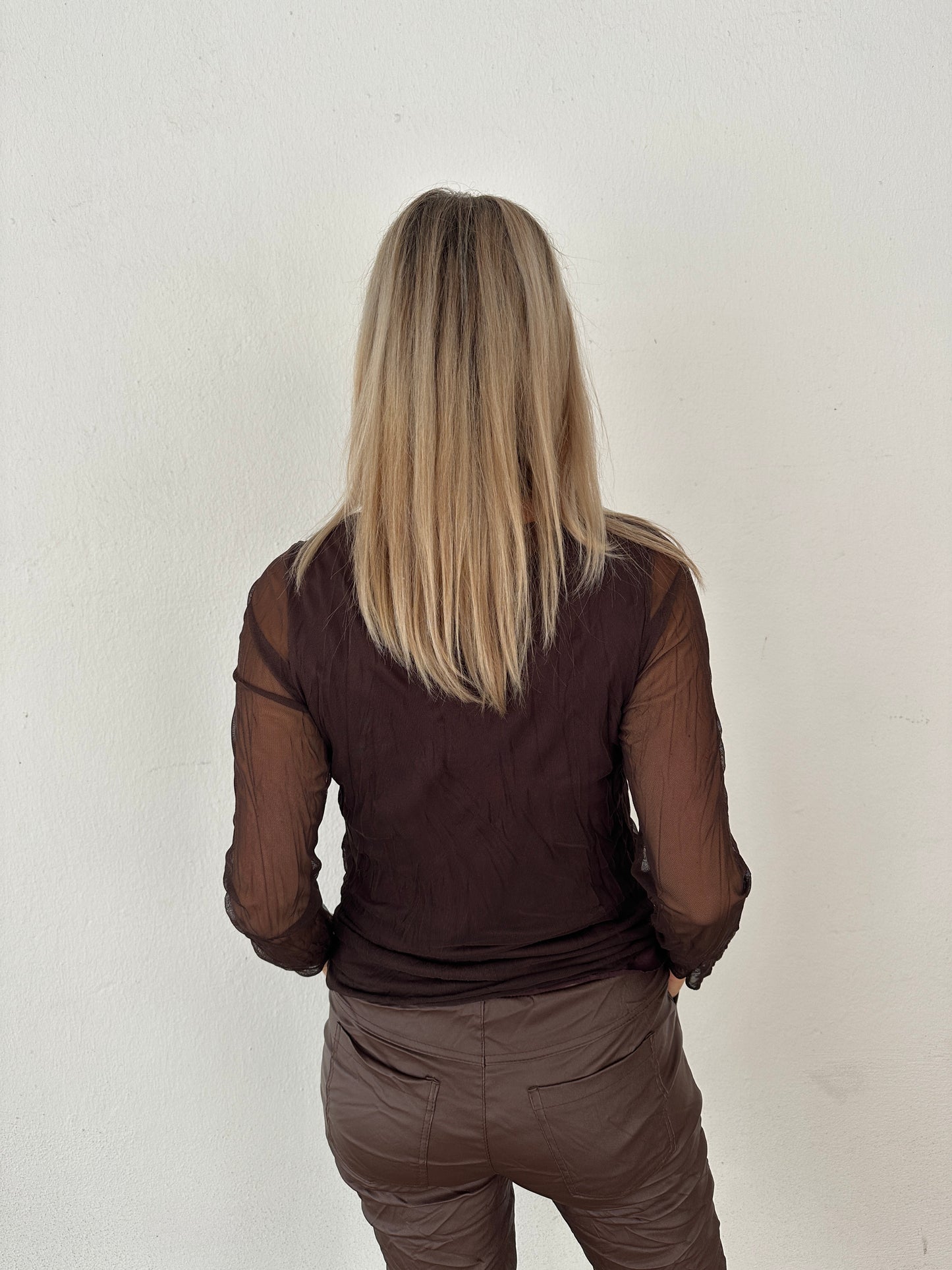 netzshirt in schokobraun