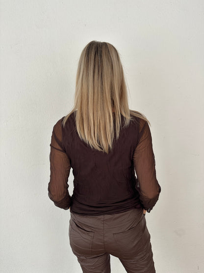 Netzshirt in Schokobraun
