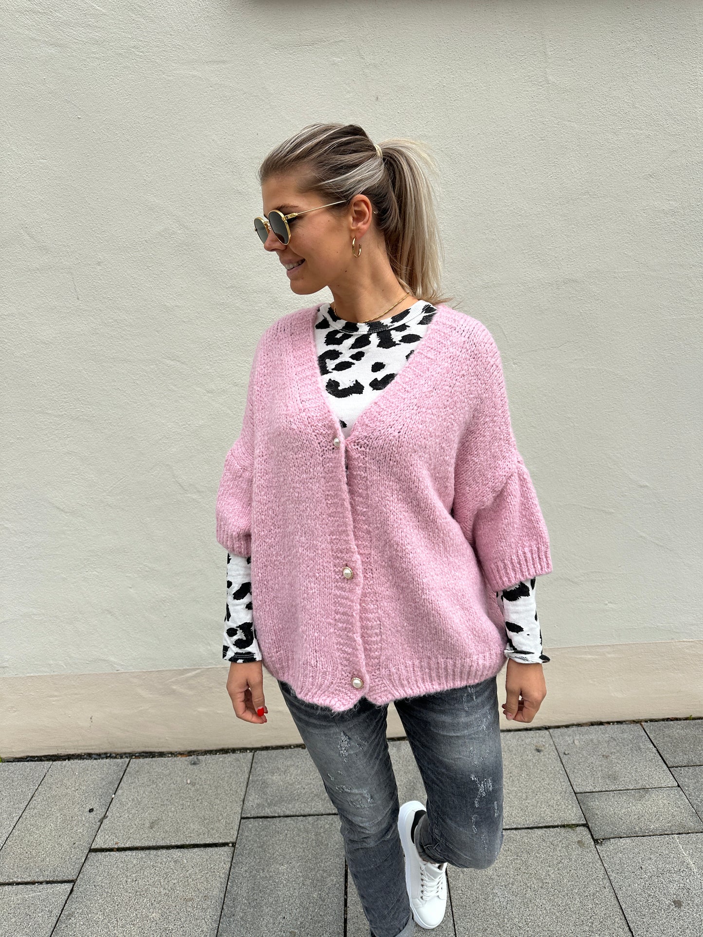 strickjacke in rosa