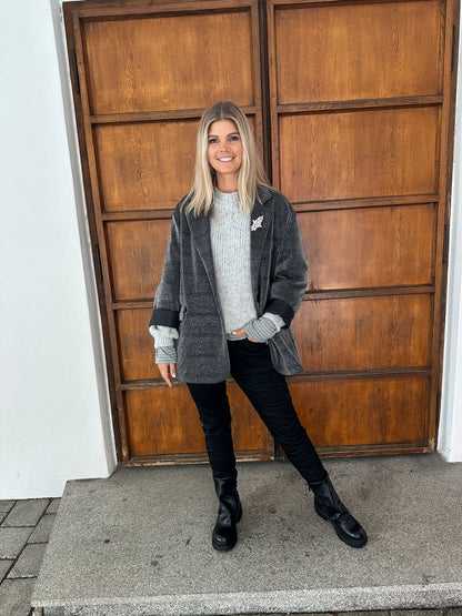 Blazer in Grau mit Glitzer